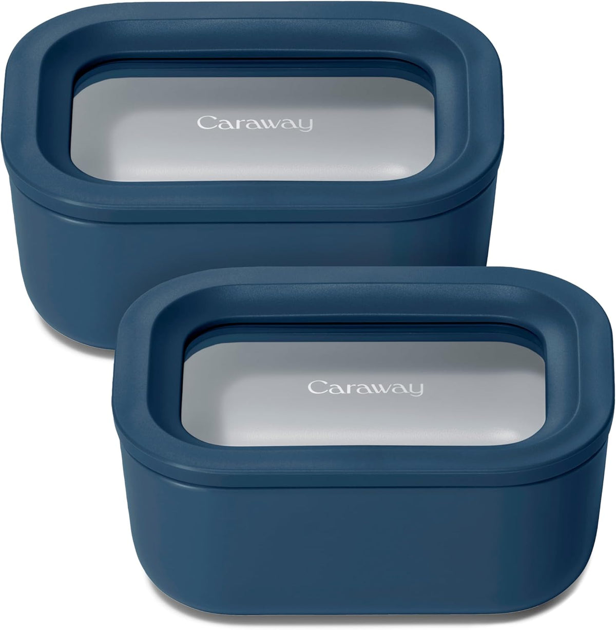 Caraway 2pc Glass Food Storage Set - 2.6 Cup Food Containers (2) - Non-Toxic Ceramic-Coated Glass