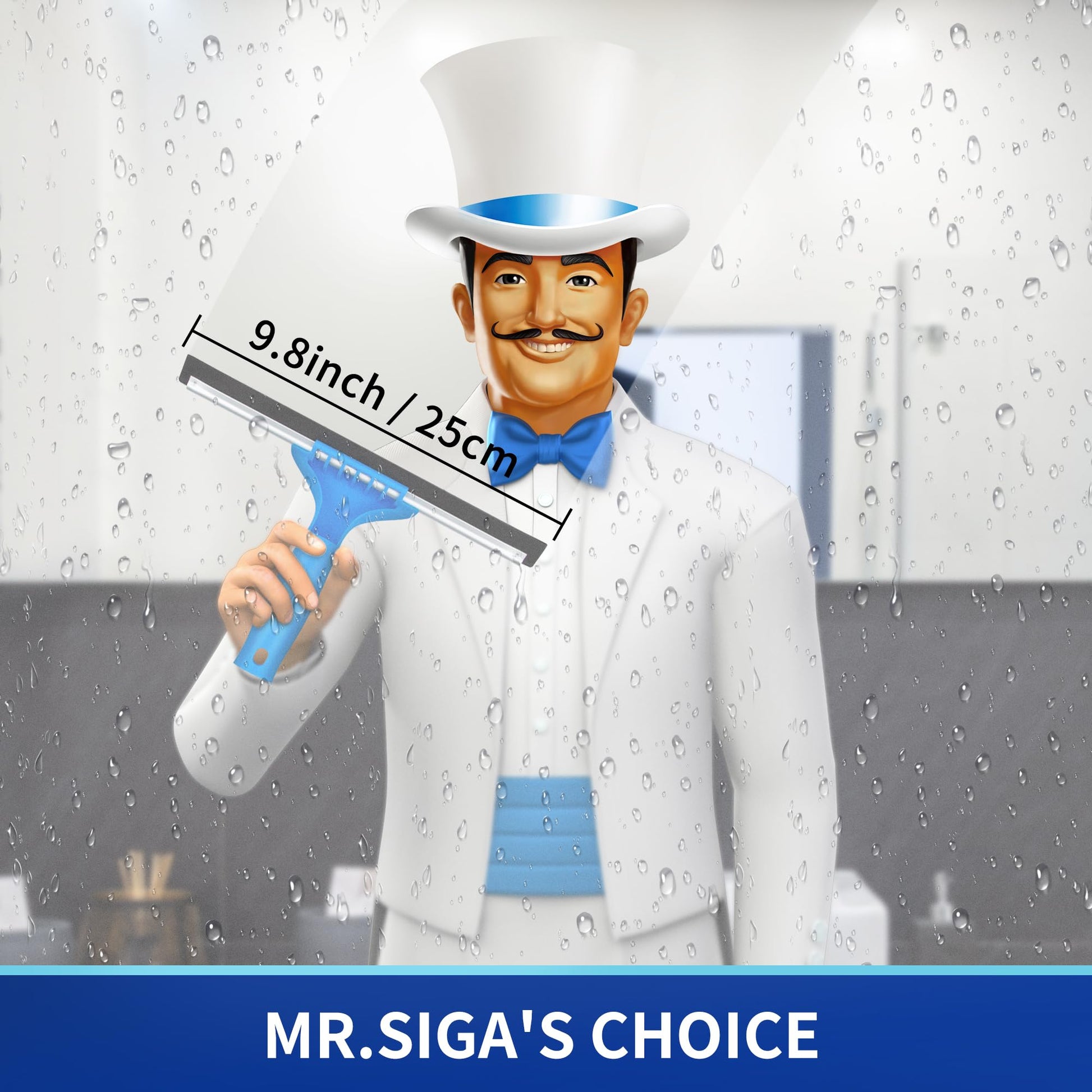 MR.SIGA Professional Window Squeegee & Microfiber Window Scrubber, 10 inch
