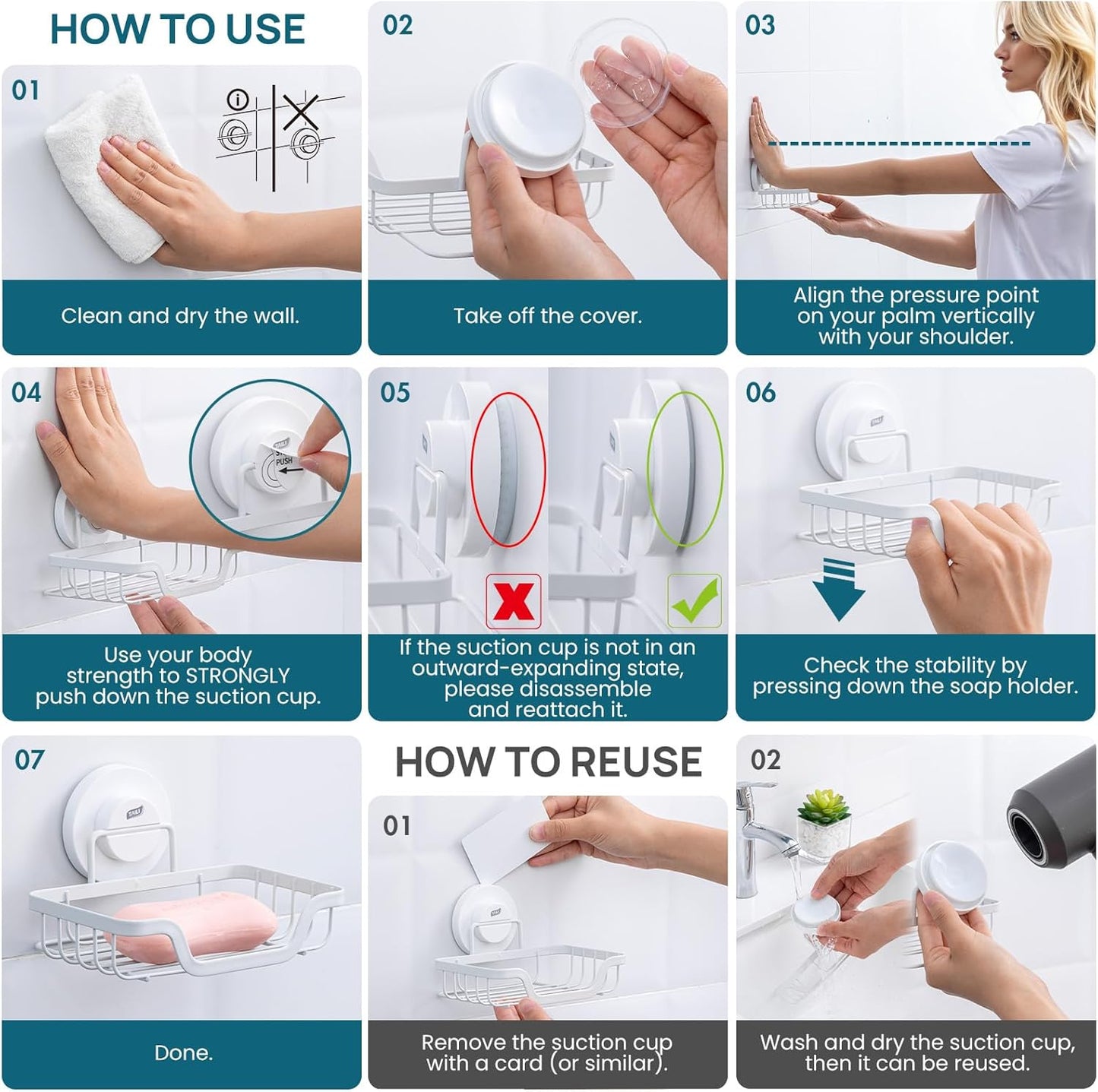 TAILI Soap Holder Bar Dish Suction Cup, Bar Shampoo Rack for Shower Wall, Draining Soap Saver Tray