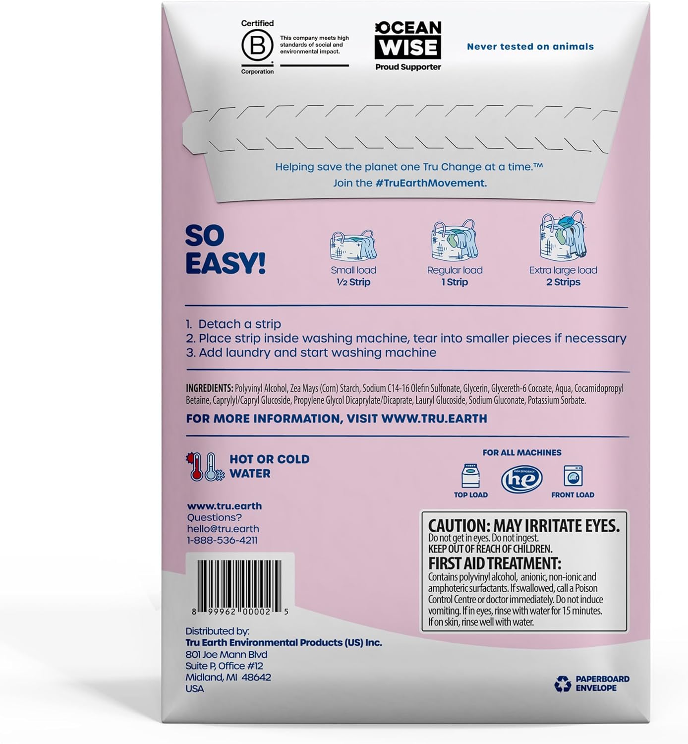 Tru Earth Hypoallergenic Baby Laundry Detergent Sheets/Eco-Strips for Sensitive Skin, 32 Count, Up