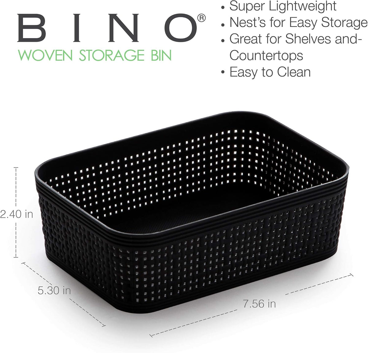 BINO | Woven Plastic Basket | XS (Black), 5-Pack | THE JUTE COLLECTION | Home Organization, Space