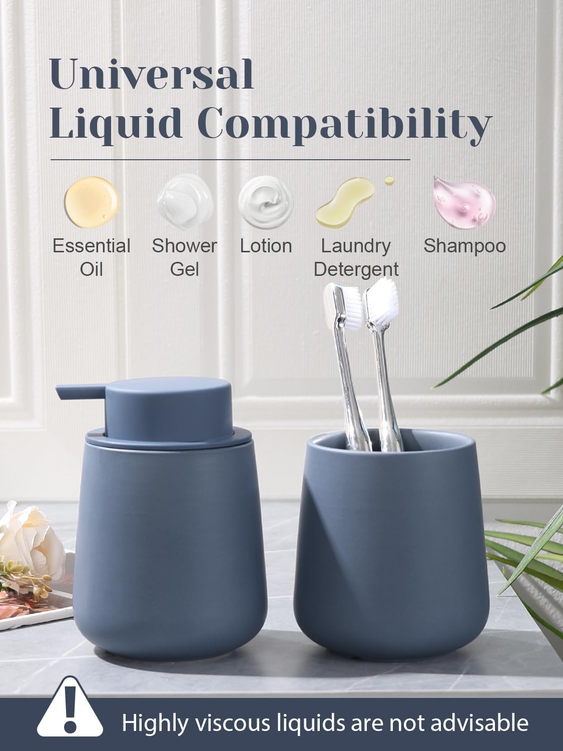 INGOFIN Ceramic Lotion Dispenser - 12oz Refillable Liquid Hand Soap Dispenser Bathroom, Modern Dish