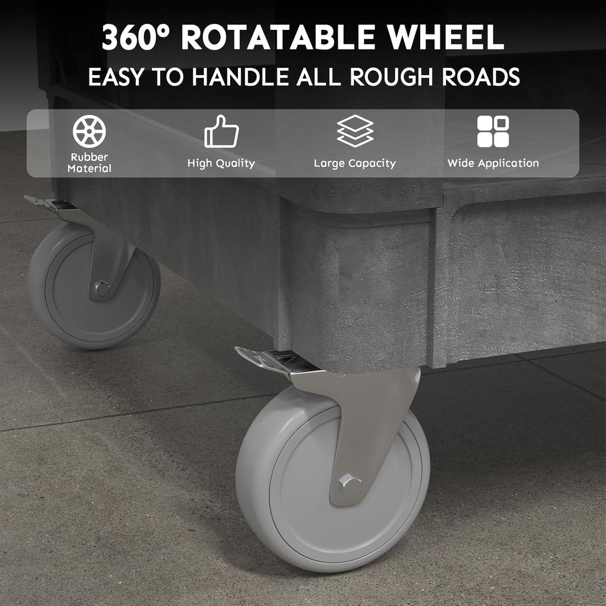 Utility Cart on Wheels, 1000 lbs Capacity Rolling Service Cart, 45 x 25 Inch Work Carts, 2 Shelf