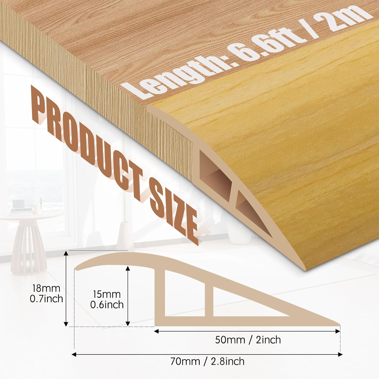 Floor Transition Strip Door Threshold 79" Floor Transition Reducer Trim on The Edges Threshold