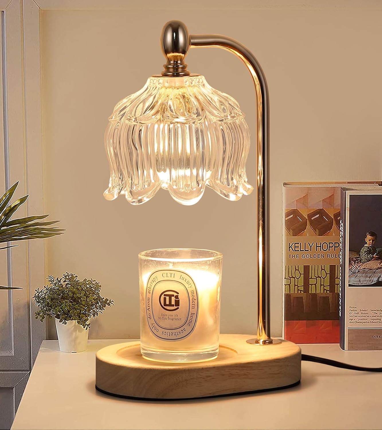 Candle Warmer Lamp with Timer and Dimmer,Electric Gold Light Gifts for Women Melt Wax Warmer Lamp