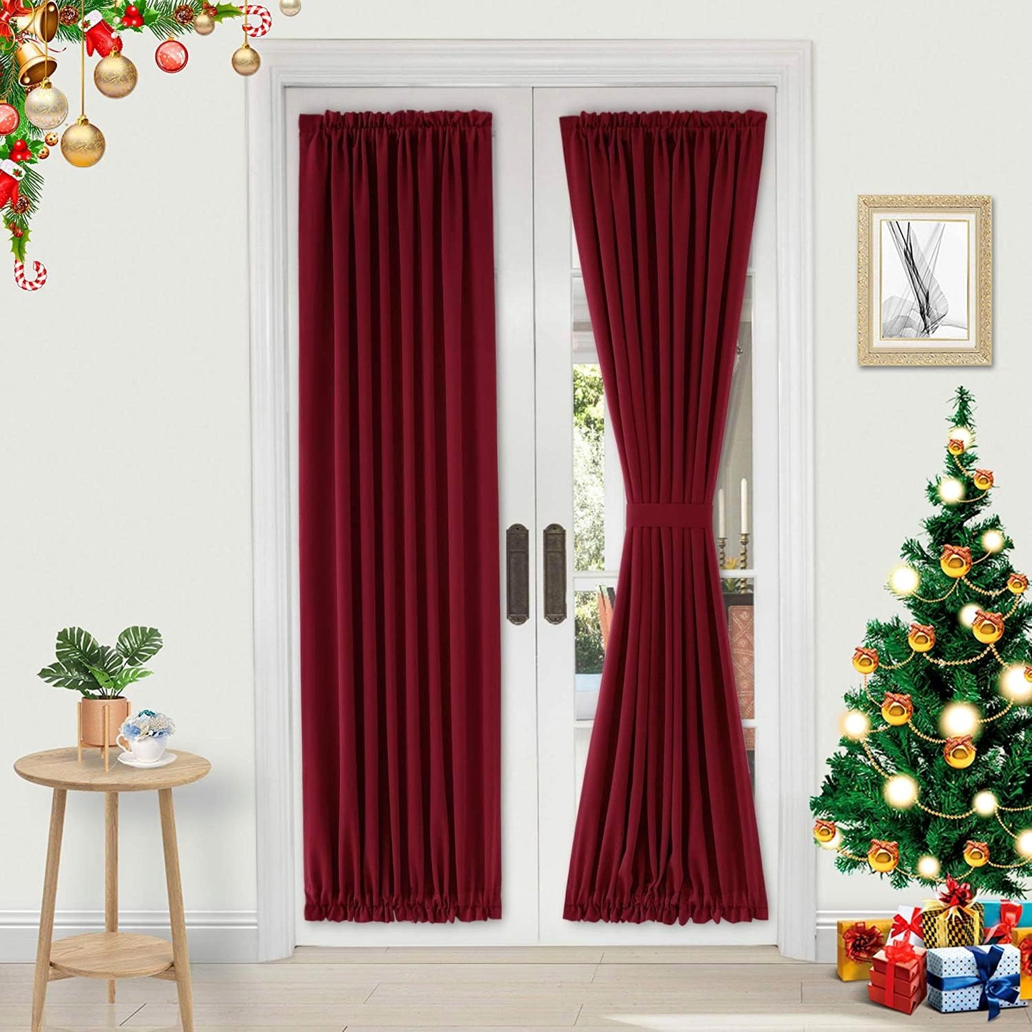 DWCN French Door Curtains – Rod Pocket Thermal Blackout Curtain for Doors with Glass Window