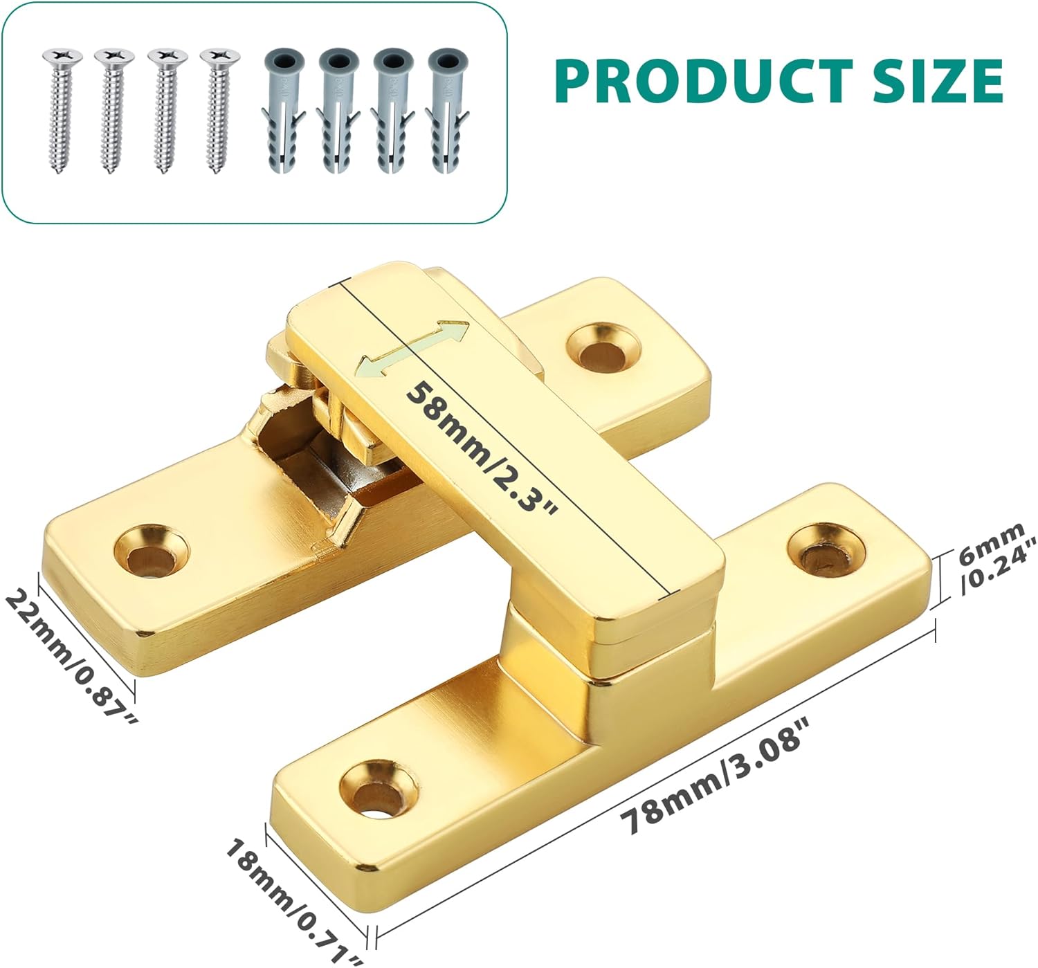 90/180 Degree Flip Latch Gate Latch, Heavy Duty Black Safety Door Lock Enhanced Security Flip Latch