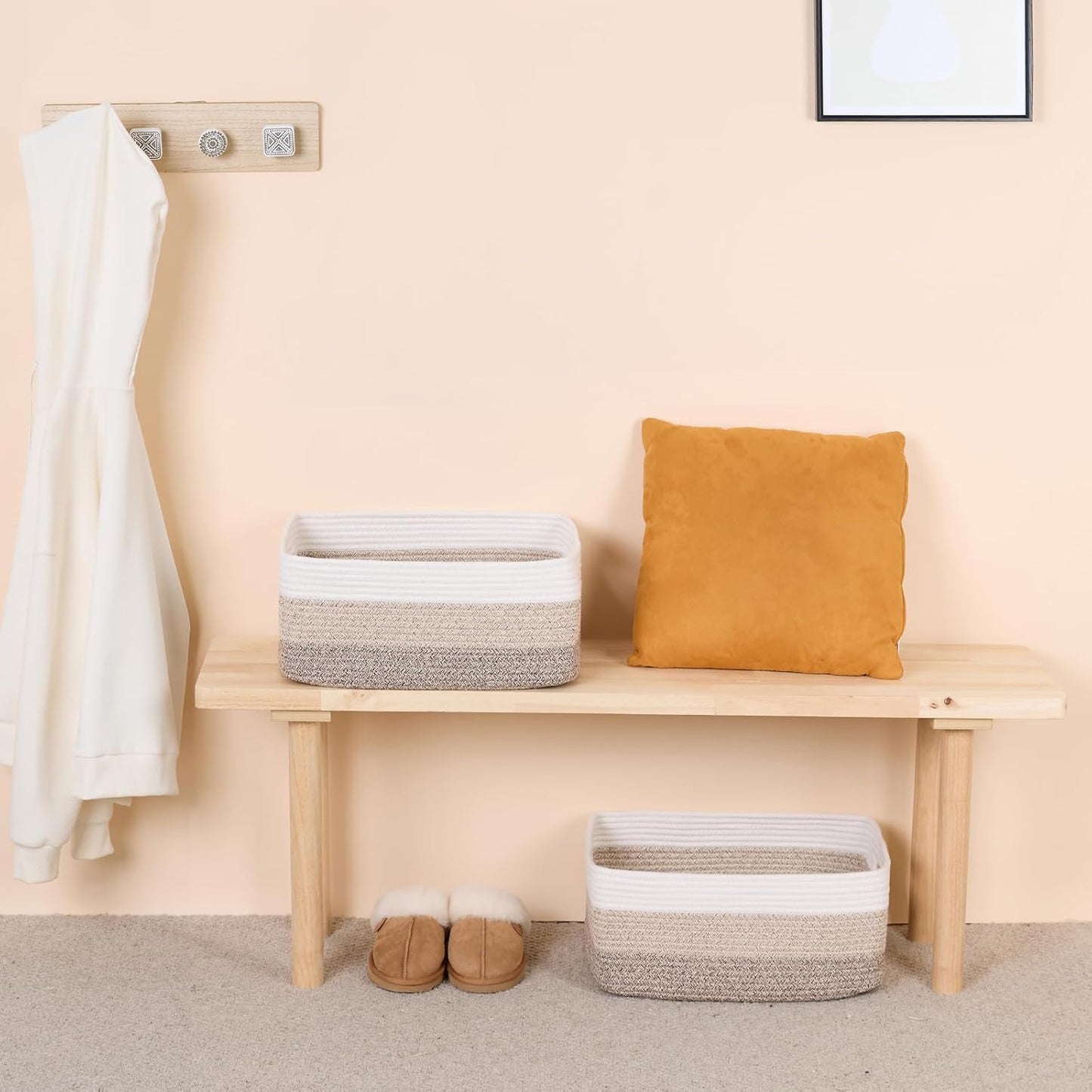 Large Storage Baskets for Organizing, Closet Shelf Baskets for Clothes Blanket Towels, Baby