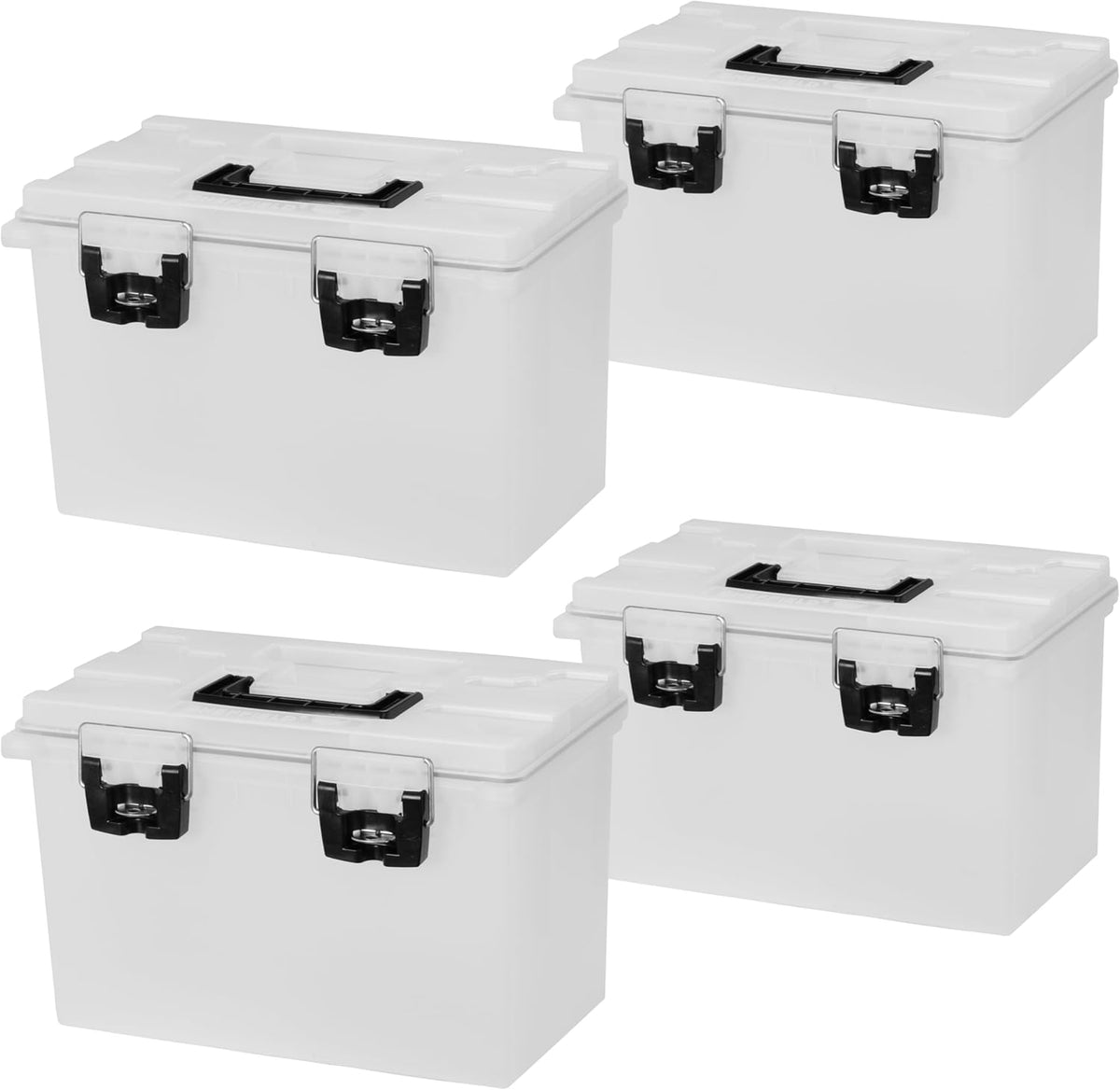 Sheffield 12767 XL Storage Bins With Lids, 4-Pack Stackable Storage Bins, Made in USA, Lockable and