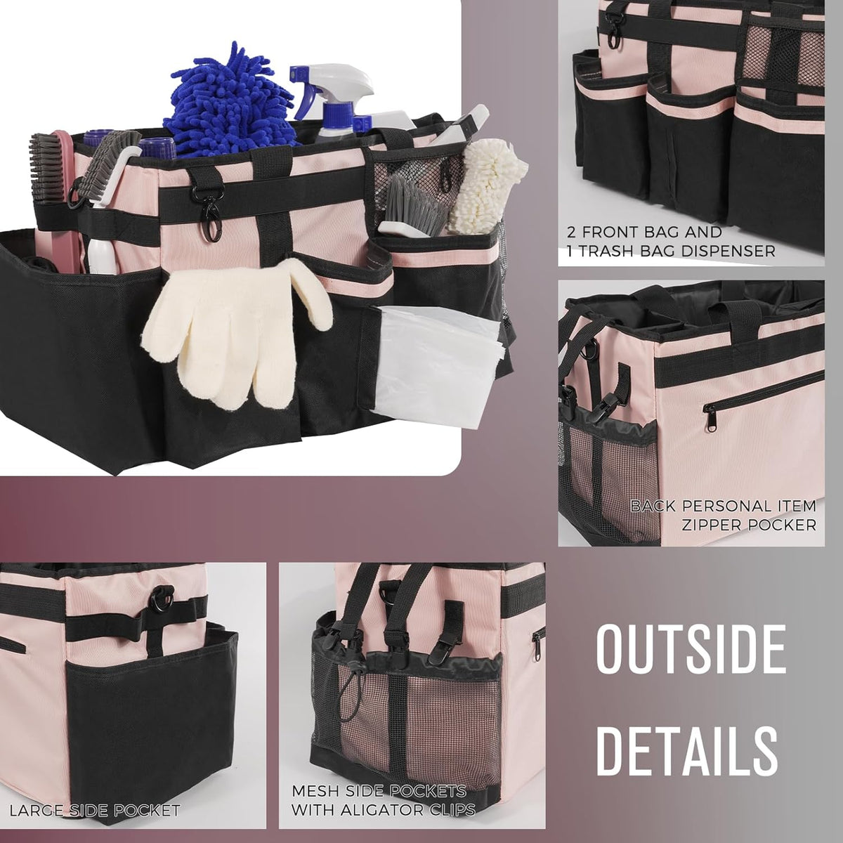 Wearable Cleaning Caddy, Cleaning Caddy Supplies Organizer with Handle & Shoulder Straps for