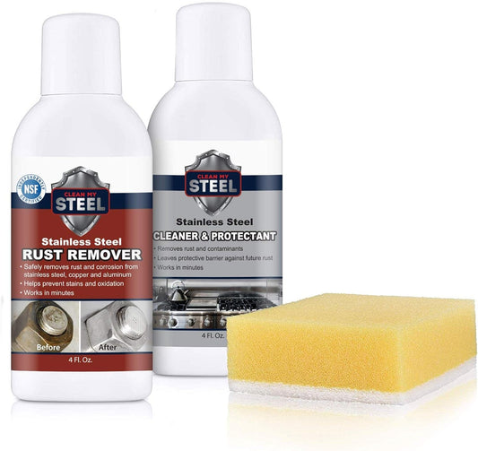 CLEAN MY STEEL – Stainless Steel Rust Stain Remover Kit with Protector – Fast Acting for Commercial