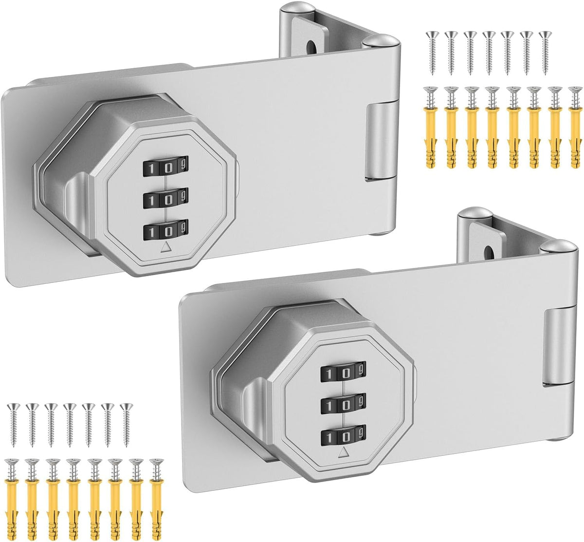 90 Degree 3-Digit Combination Cabinet Lock, Zinc Alloy Keyless Folding Hasp Lock Latch, Password