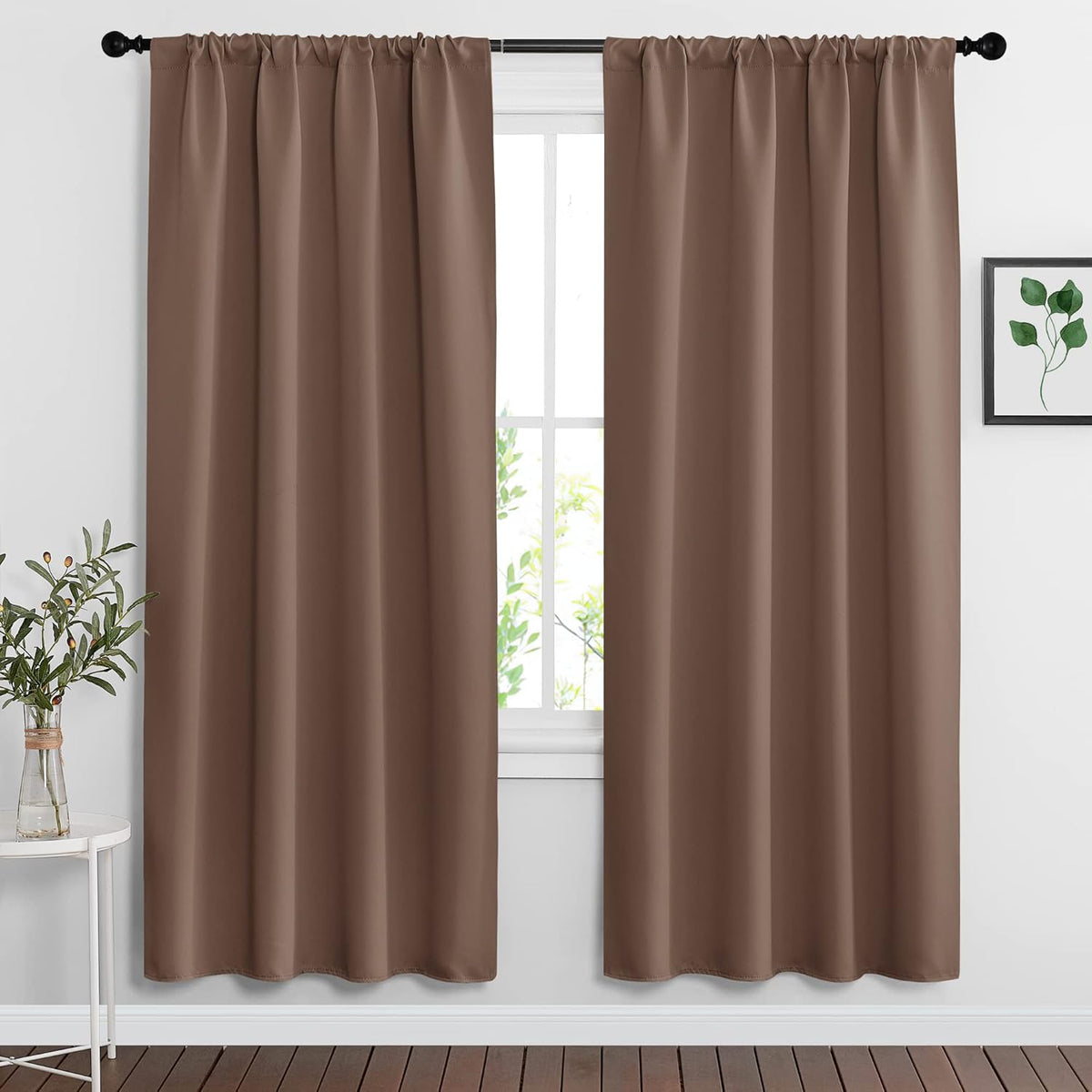 RYB HOME Curtains for Bedroom 72 inches Long, Blackout Thermal Insulating Window Treatment Drapes