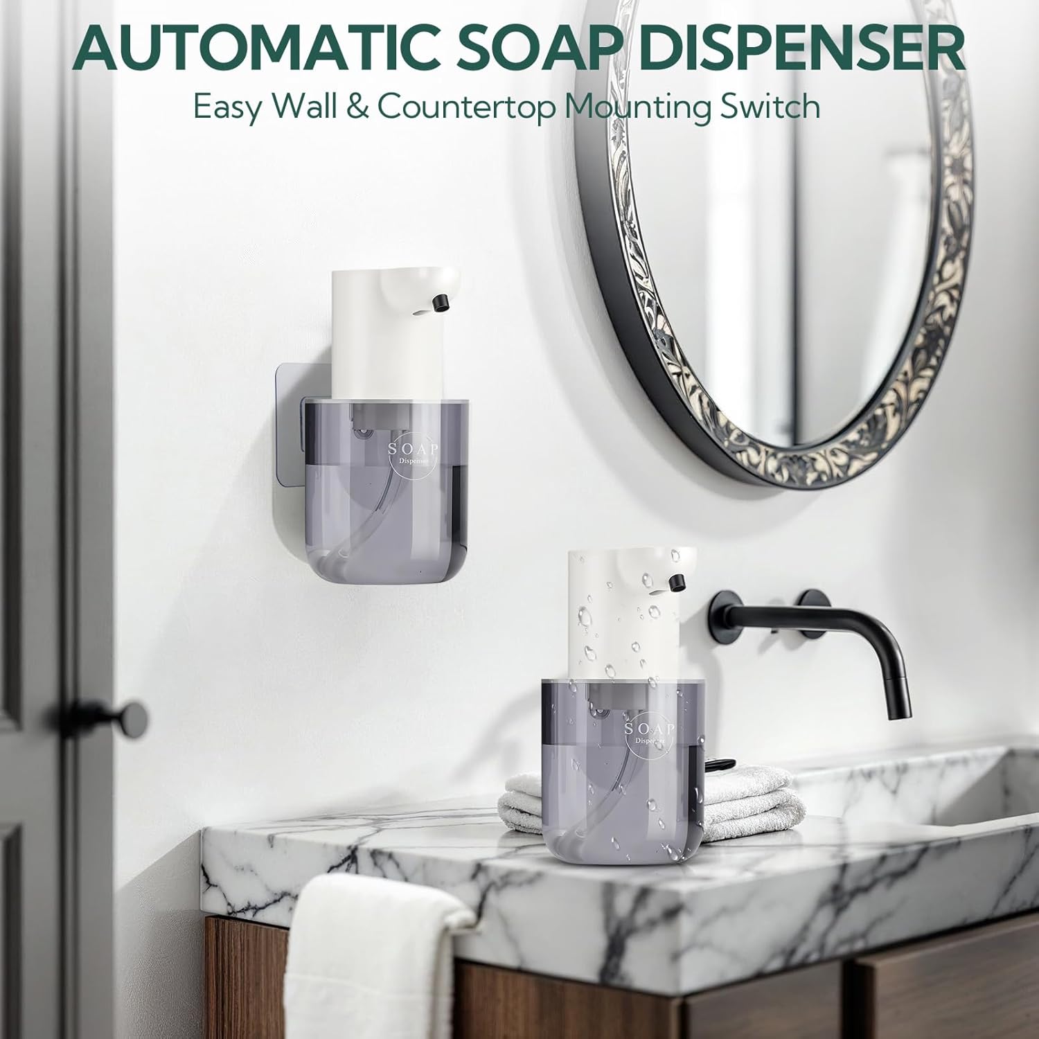 2 Pack Automatic Soap Dispenser, Touchless Automatic Liquid Soap Dispenser, Electric Wall Mounted