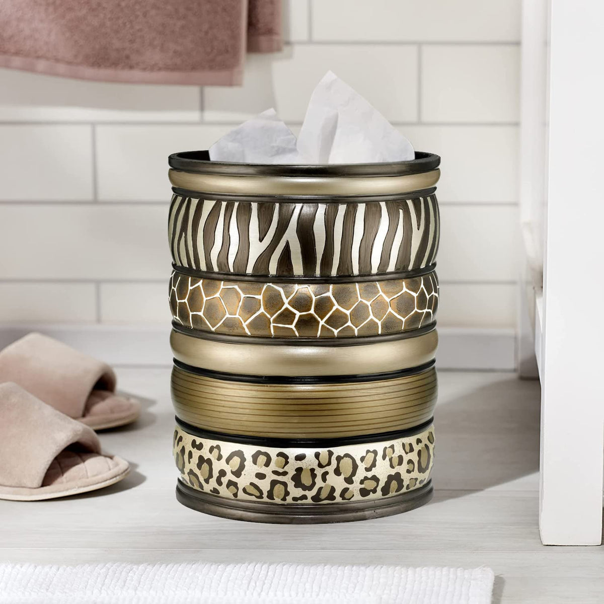 Decorative Trash Can for Bathroom, Office & Bedroom - 2.1 Gallons Stylish & Small Trash Can for