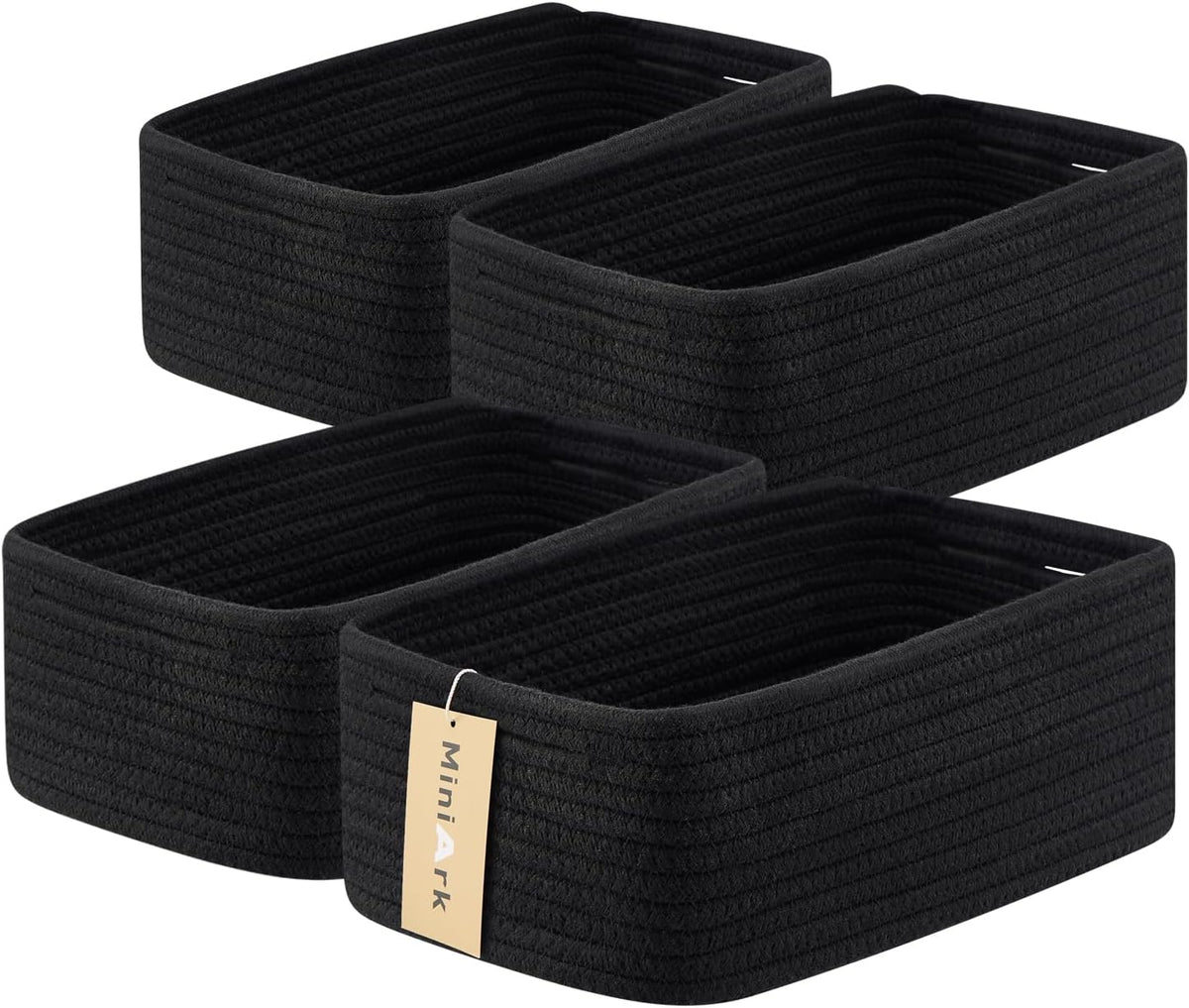 Small Storage Baskets for Organizing | Closet Organizer Bins | Shelf Toy Basket | Woven Rope