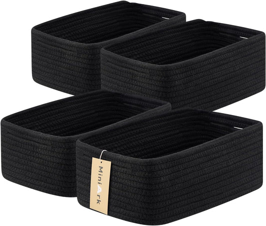 Small Storage Baskets for Organizing | Closet Organizer Bins | Shelf Toy Basket | Woven Rope
