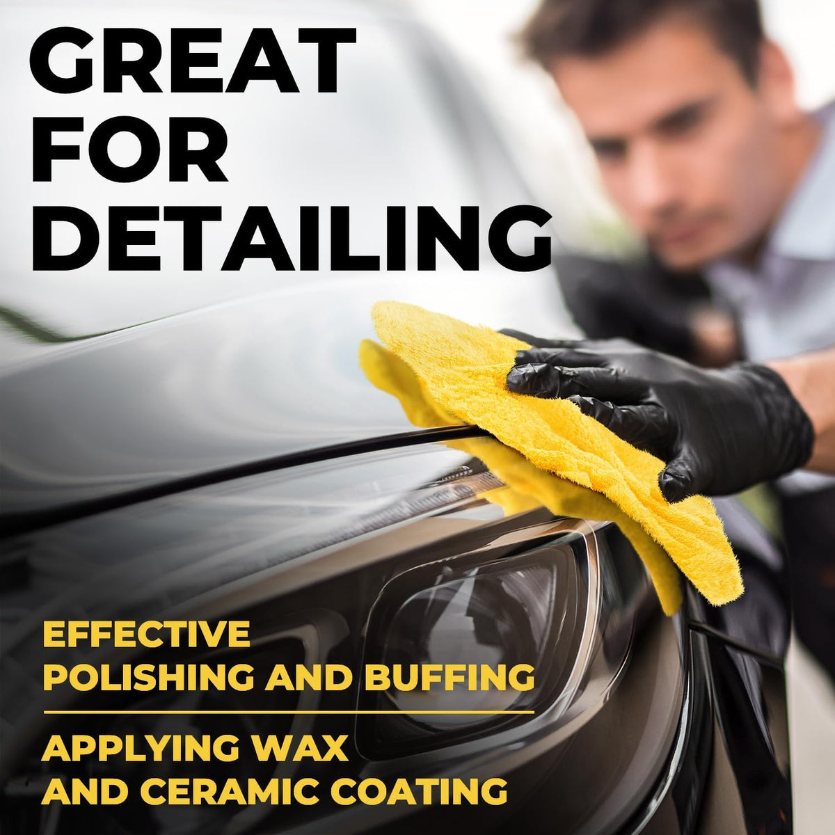 Edgeless Microfiber Towels for Cars – 6pk (12”x12”) - 540 GSM - Super Soft Detailing & Buffing