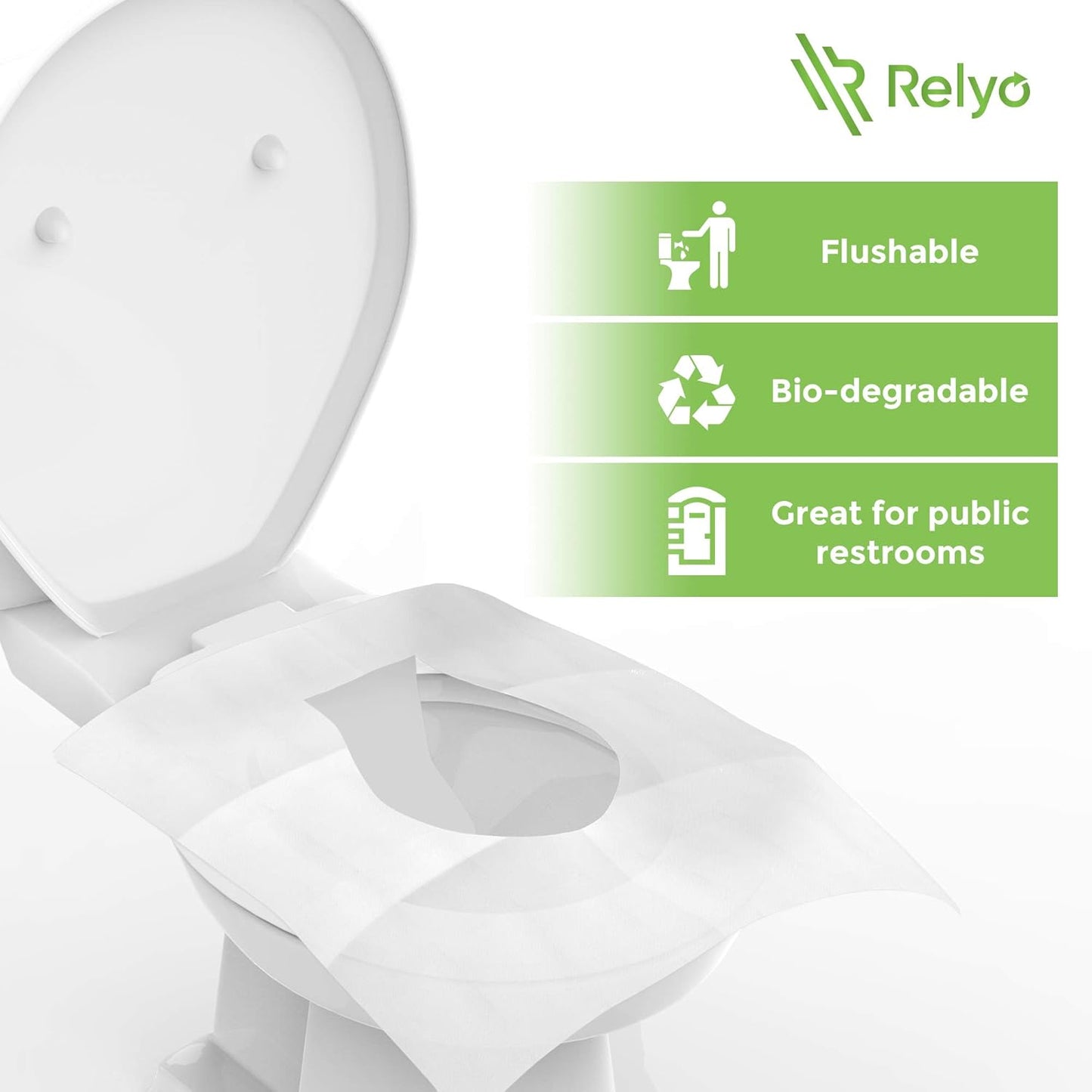 Toilet Seat Cover Paper Flushable (50 Pack) - XL for Adults and Kids Potty Training, 100%