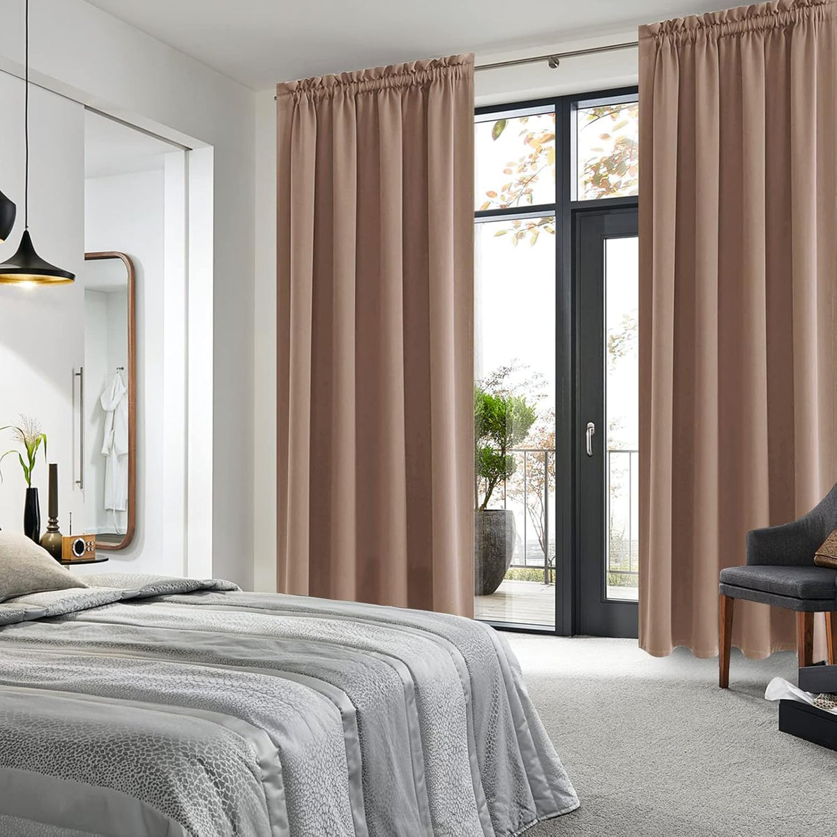 DWCN Blackout Curtains Room Darkening Thermal Insulated Bedroom Curtains Window Curtain Panels, 52
