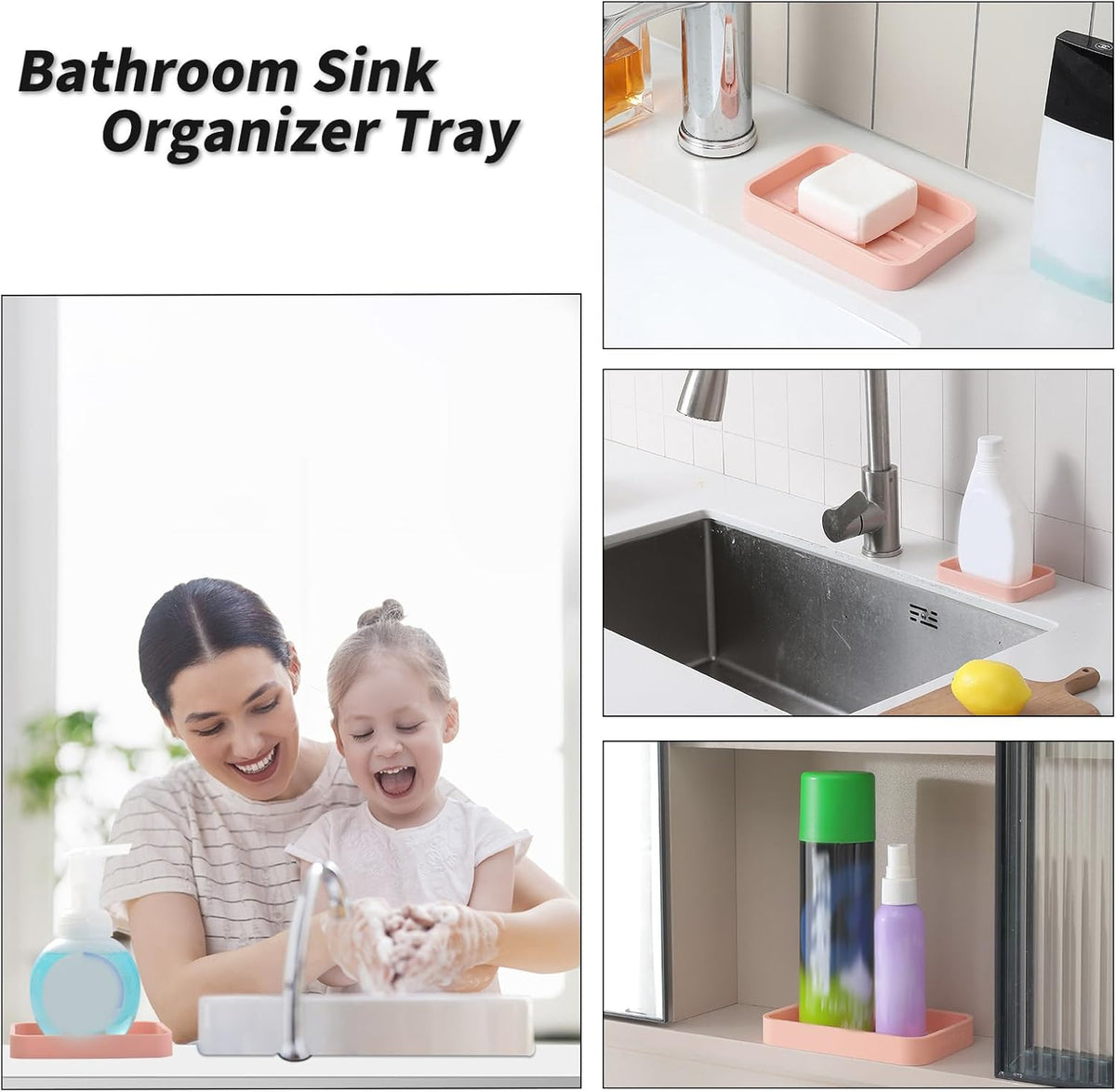 Silicone Kitchen Sink Organizer Tray for Multiple Usage,Easy Clean Sponges Holder for Kitchen