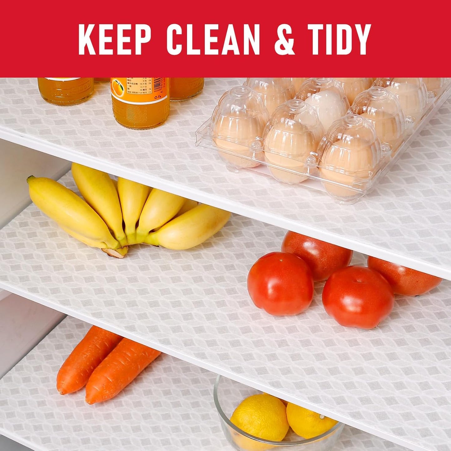 Cooyes Refrigerator Liners 17.7" x 24", Absorbent Strong Grip Fridge Mats Machine Washable