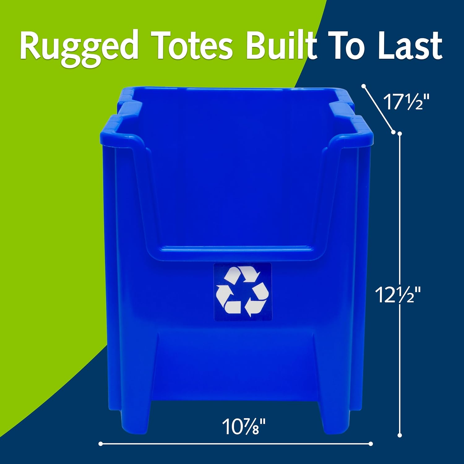 Commercial Industrial Heavy Duty Stackable Open-Front Recycling Bin Box Containers, 7 Gallon, 4