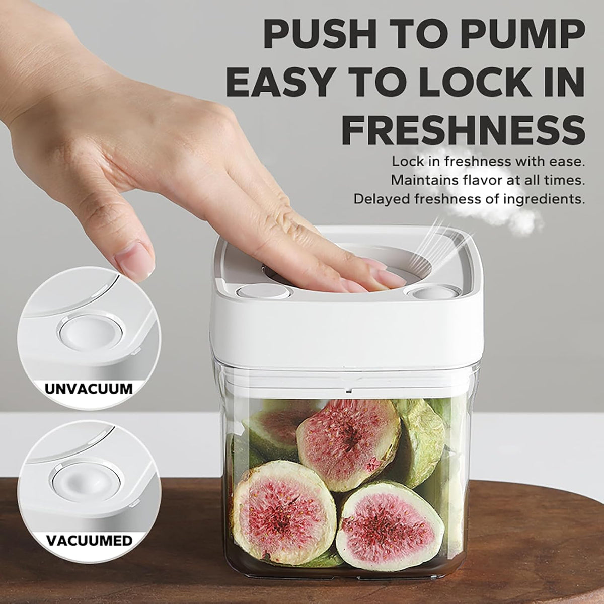 Manual Vacuum Jar With One-Button Vacuum Pump, Airtight Food Cereal Containers Storage With Lids