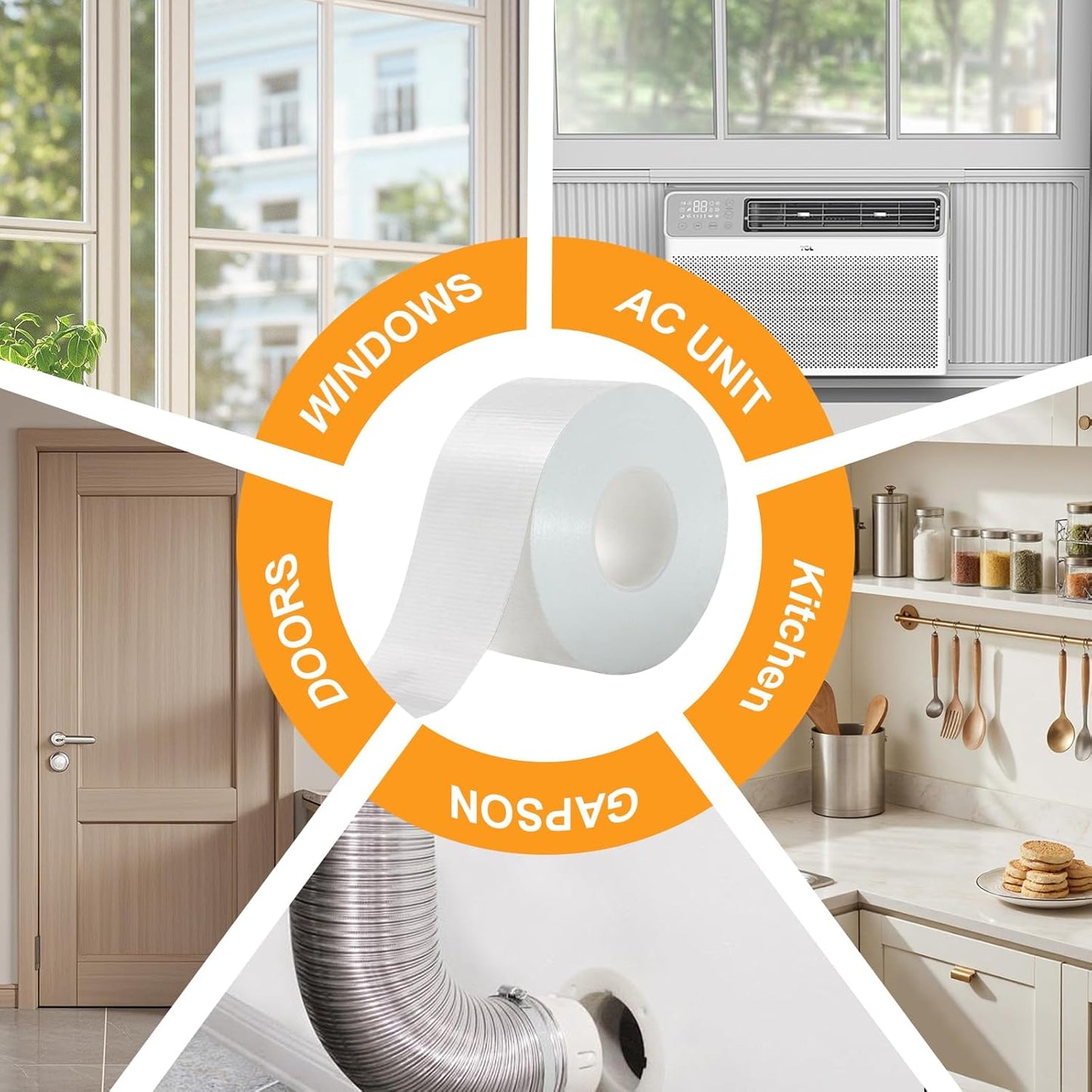Window Weather Sealing Tape 2 Inch x 90 FT Weather Stripping Residue-Free Window Seal Insulation