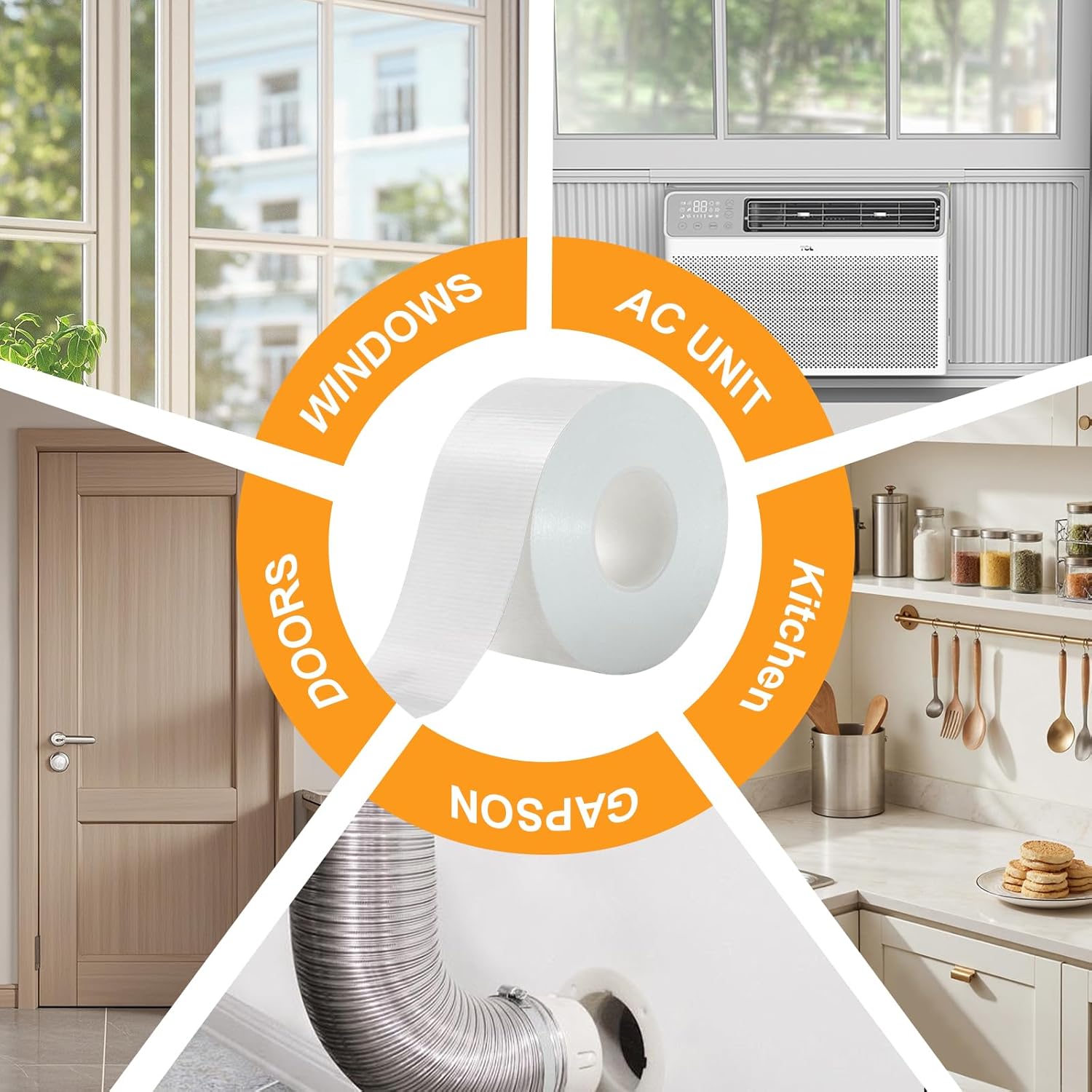 Window Weather Sealing Tape 2 Inch x 90 FT Weather Stripping Residue-Free Window Seal Insulation