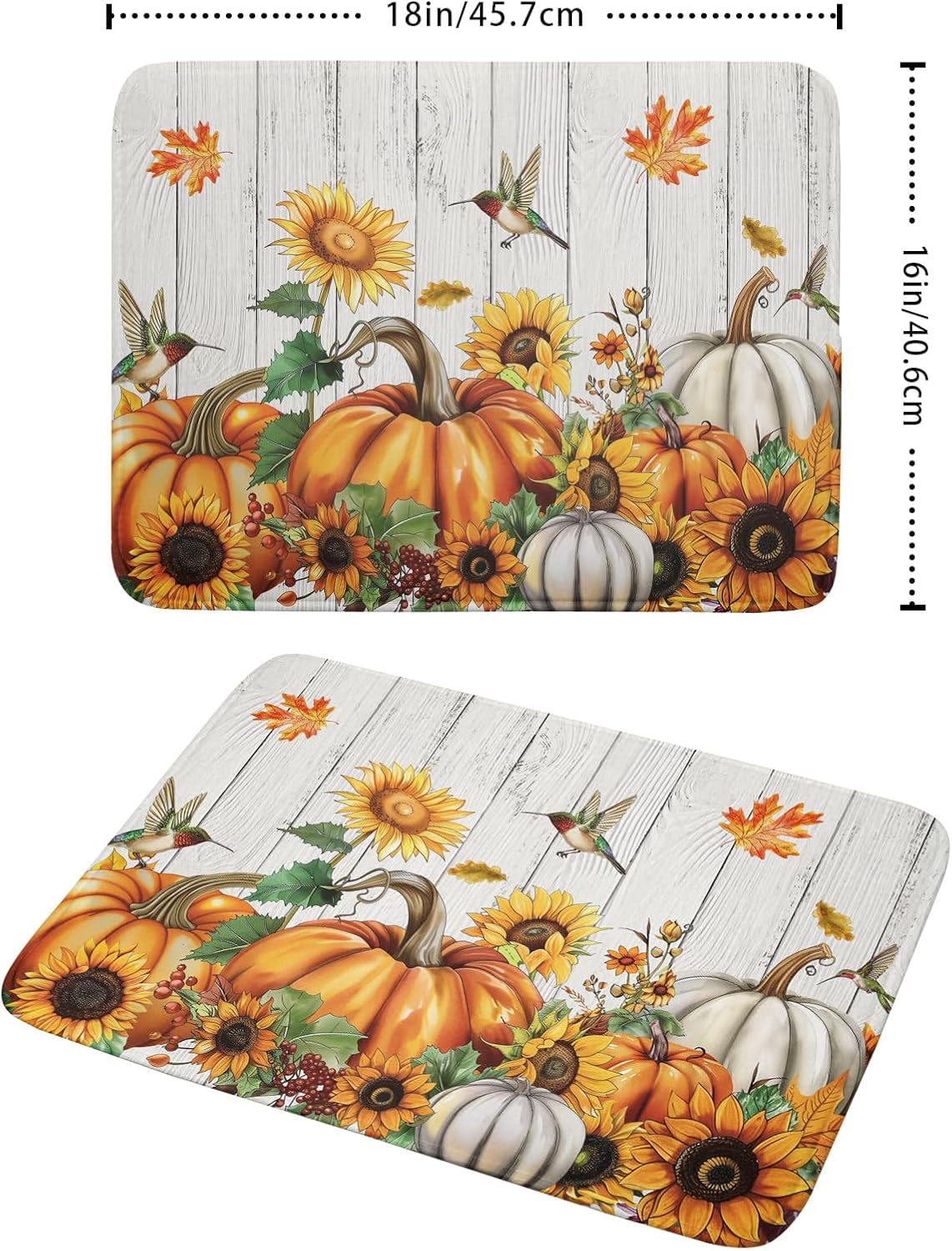 Fall Sunflower Maple Leaves Dish Drying Mat for Kitchen Counter Autumn Harvest Pumpkin Dish Drying