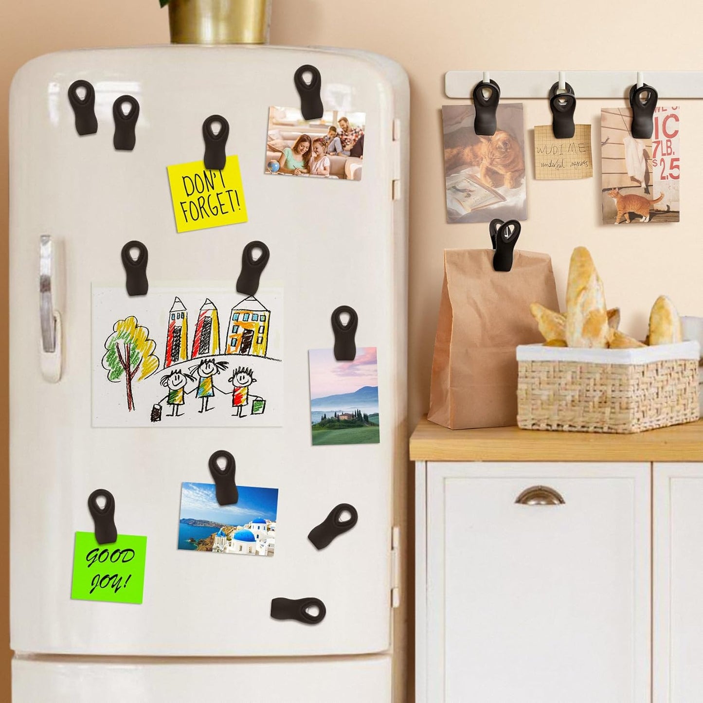Magnetic Chip Clips, 10 Pack Plastic Bag Clips with Magnet, Black Snack Clips for Food Storage and