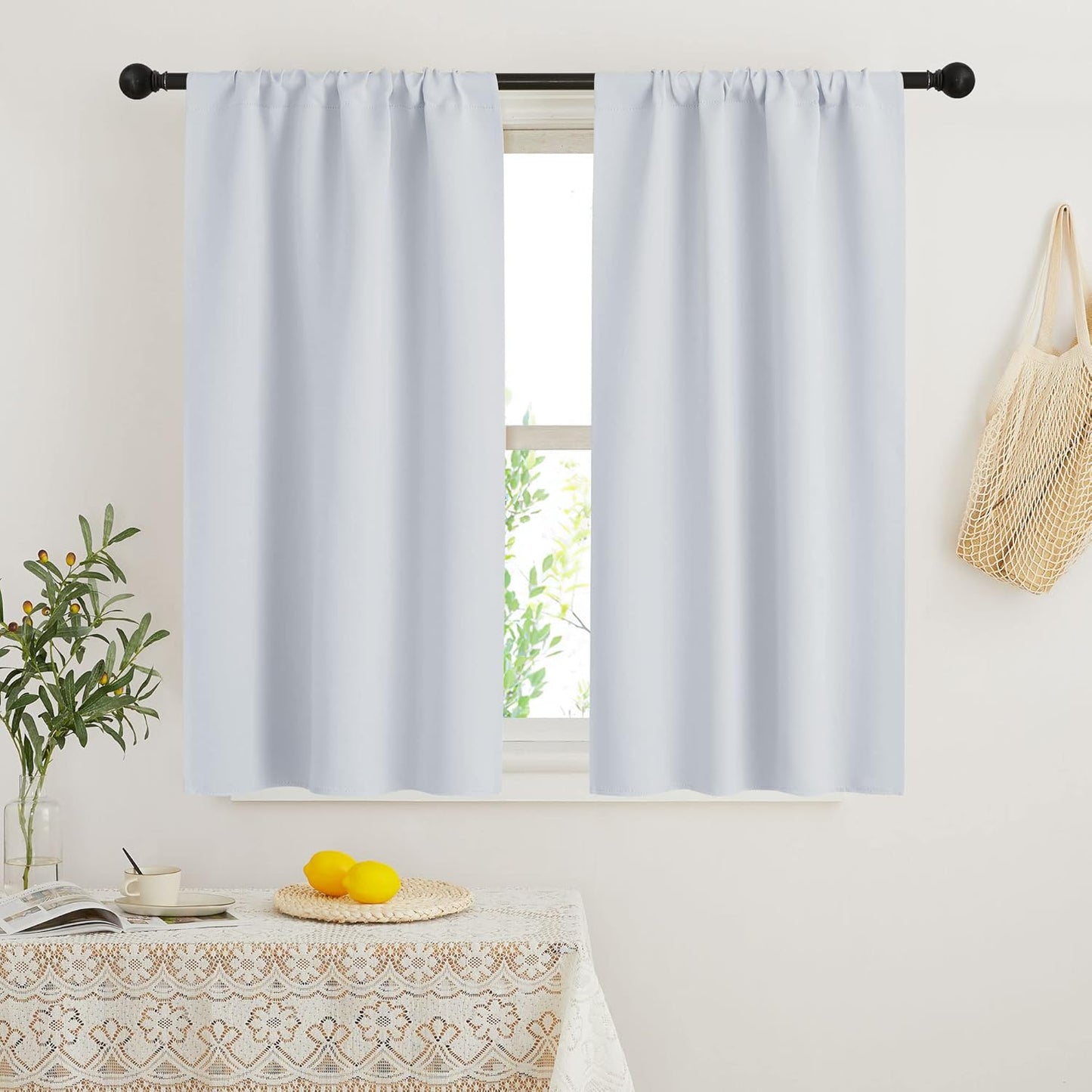 RYB HOME 45 inch Curtains for Kitchen Room Darkening Privacy Mini Curtain for RV Camper Bathroom