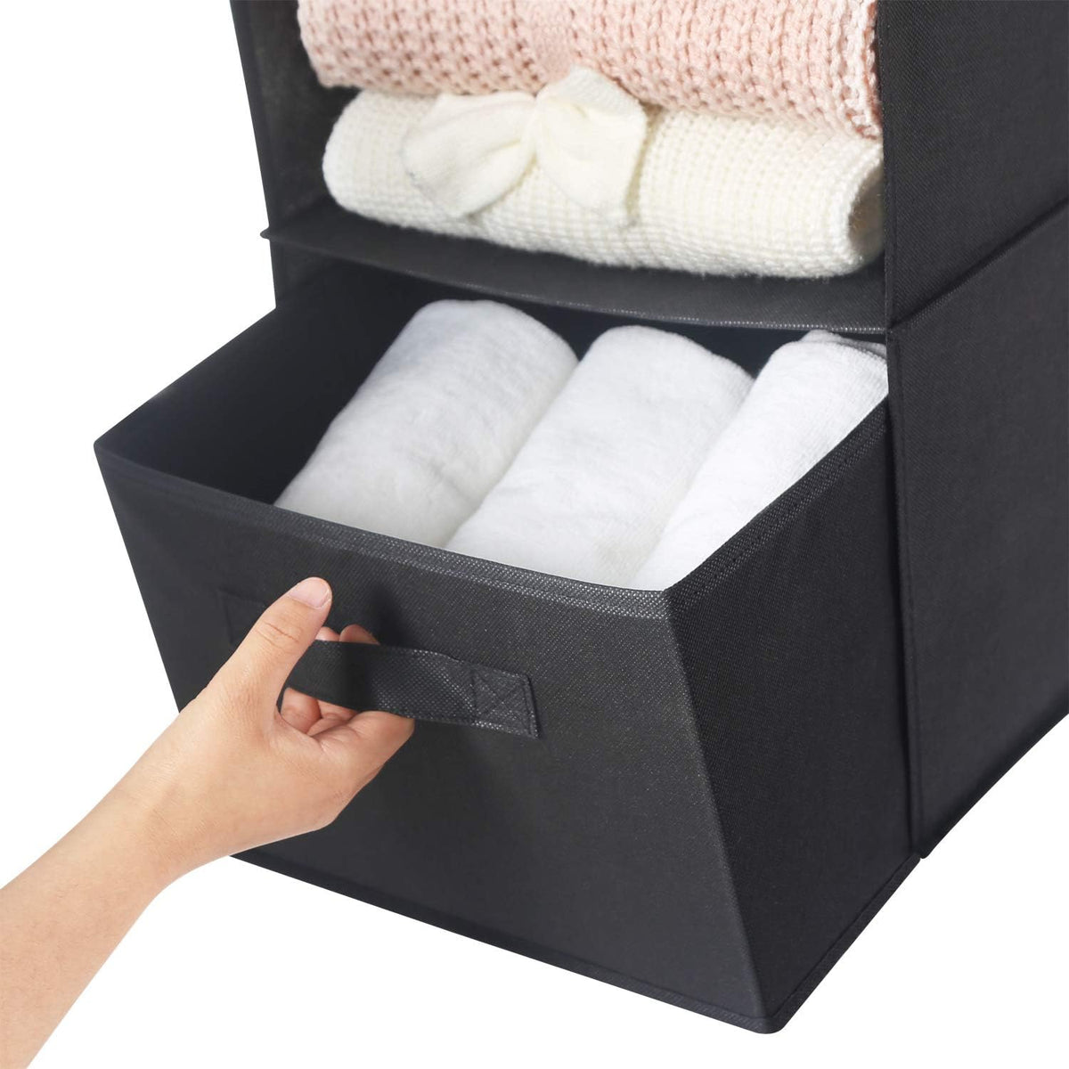 MAX Houser 4-Shelf Hanging Closet Organizer, Space Saver, Cloth Hanging Shelves with 2 Side