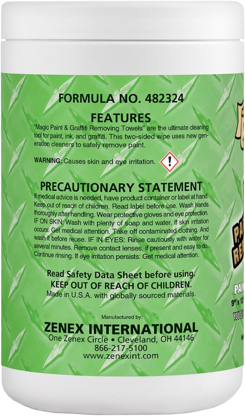 Magic Heavy Duty Paint & Graffiti Removing Wipes - Dual Sided Industrial Cleaning Towels |