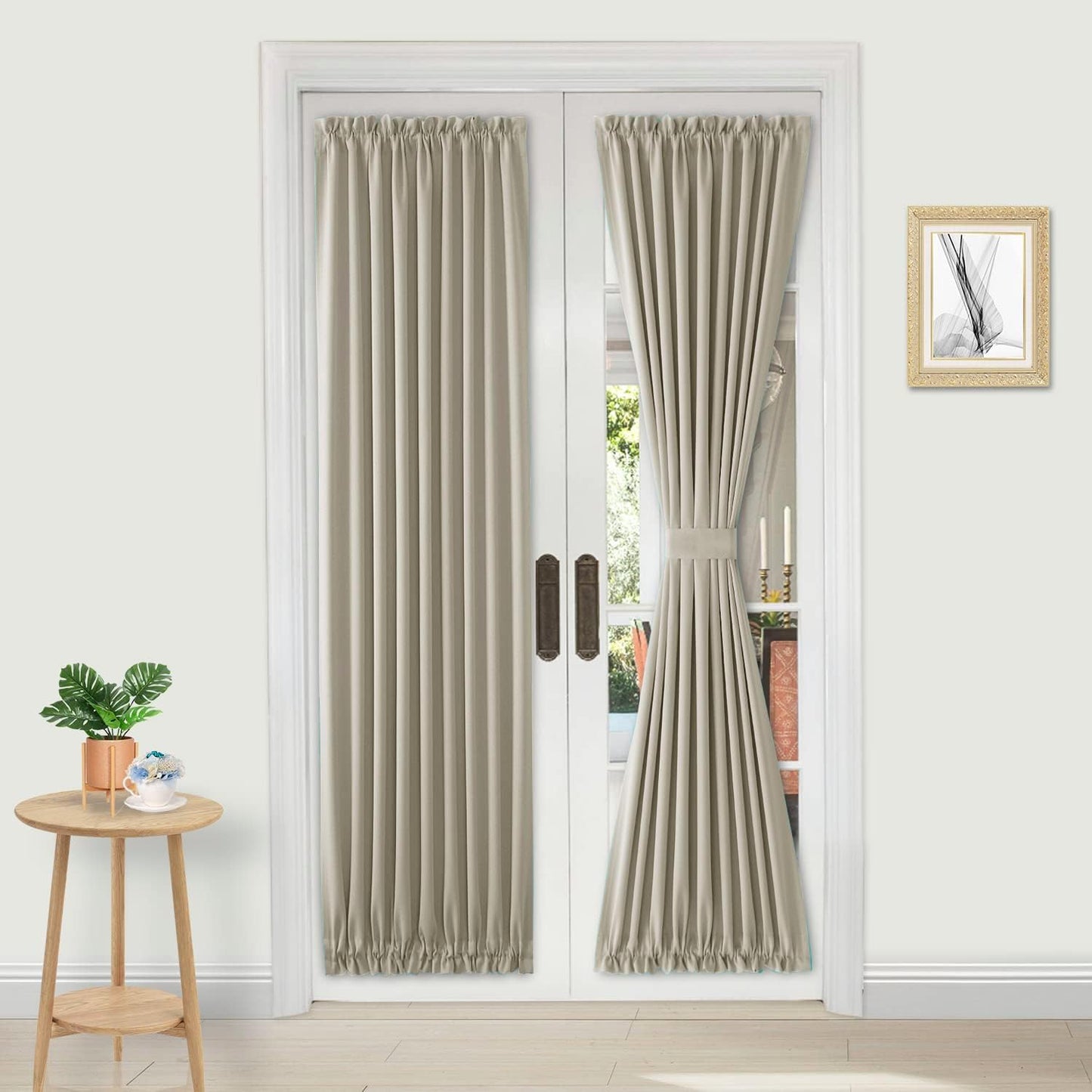 DWCN French Door Curtains – Rod Pocket Thermal Blackout Curtain for Doors with Glass Window