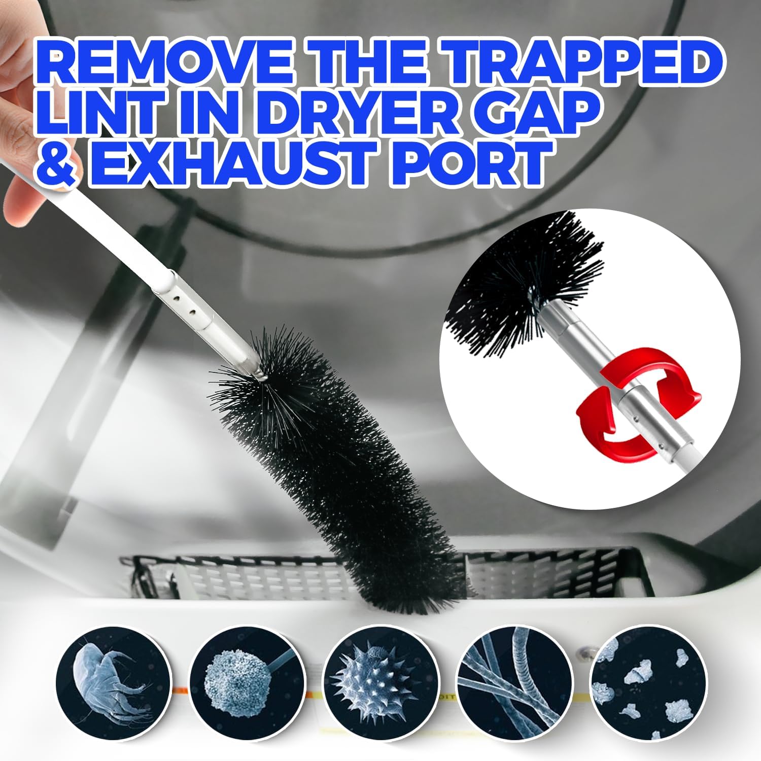Holikme 50 Feet Dryer Vent Cleaner Kit Lint Remover Flexible Dryer Vent Cleaning Brush Extends Up