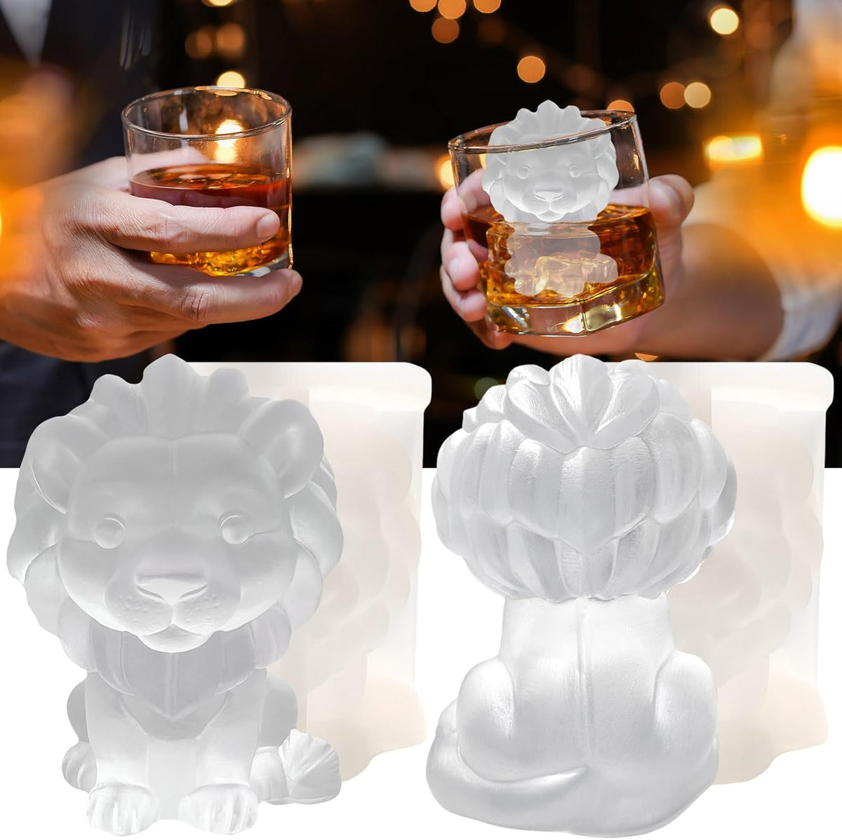 3D Lion Ice Cube Silicone Molds Tray for Whiskey, Cocktail, Drink Decor, Bar; Rich Details. Cute