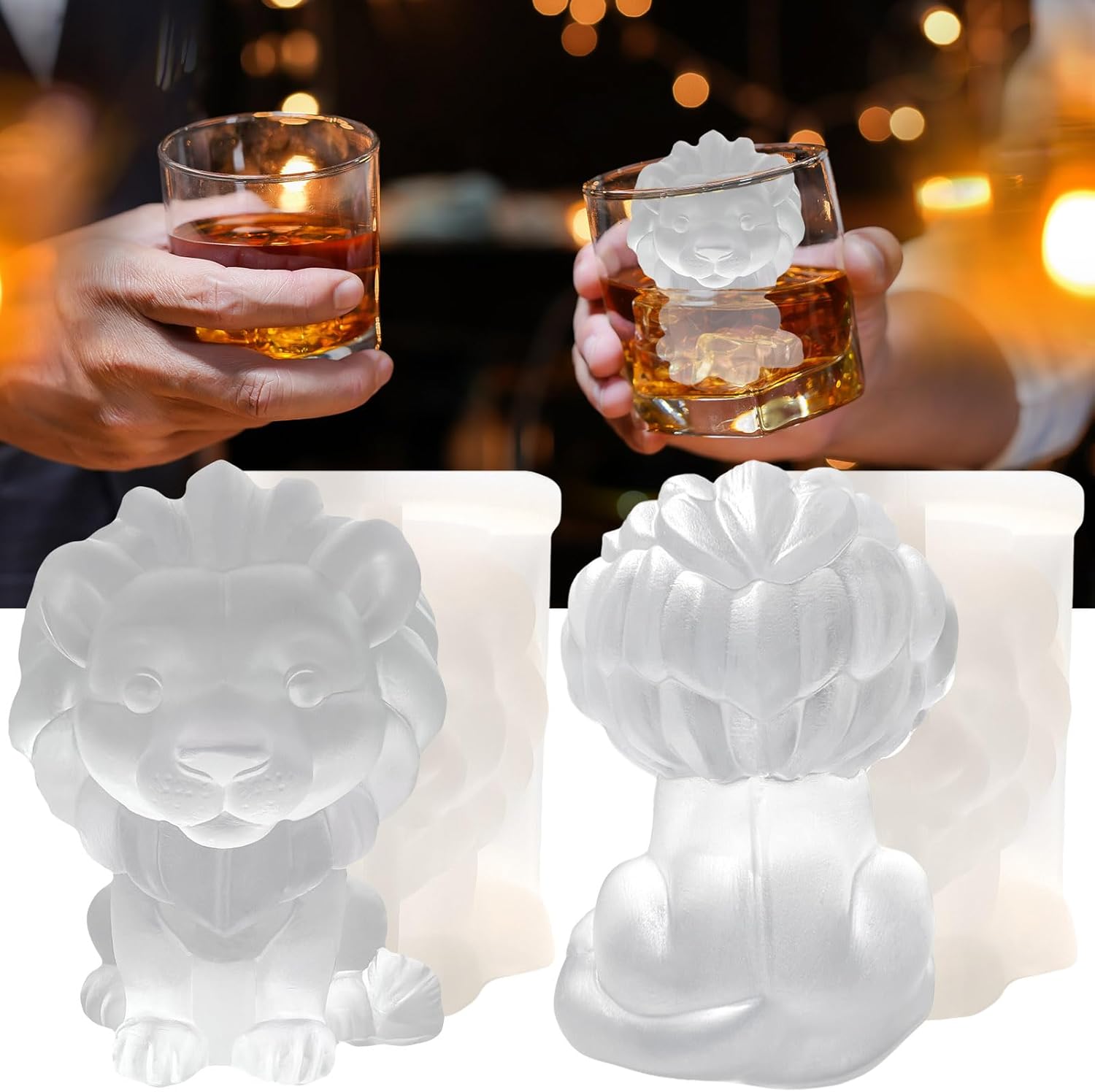 3D Lion Ice Cube Silicone Molds Tray for Whiskey, Cocktail, Drink Decor, Bar; Rich Details. Cute