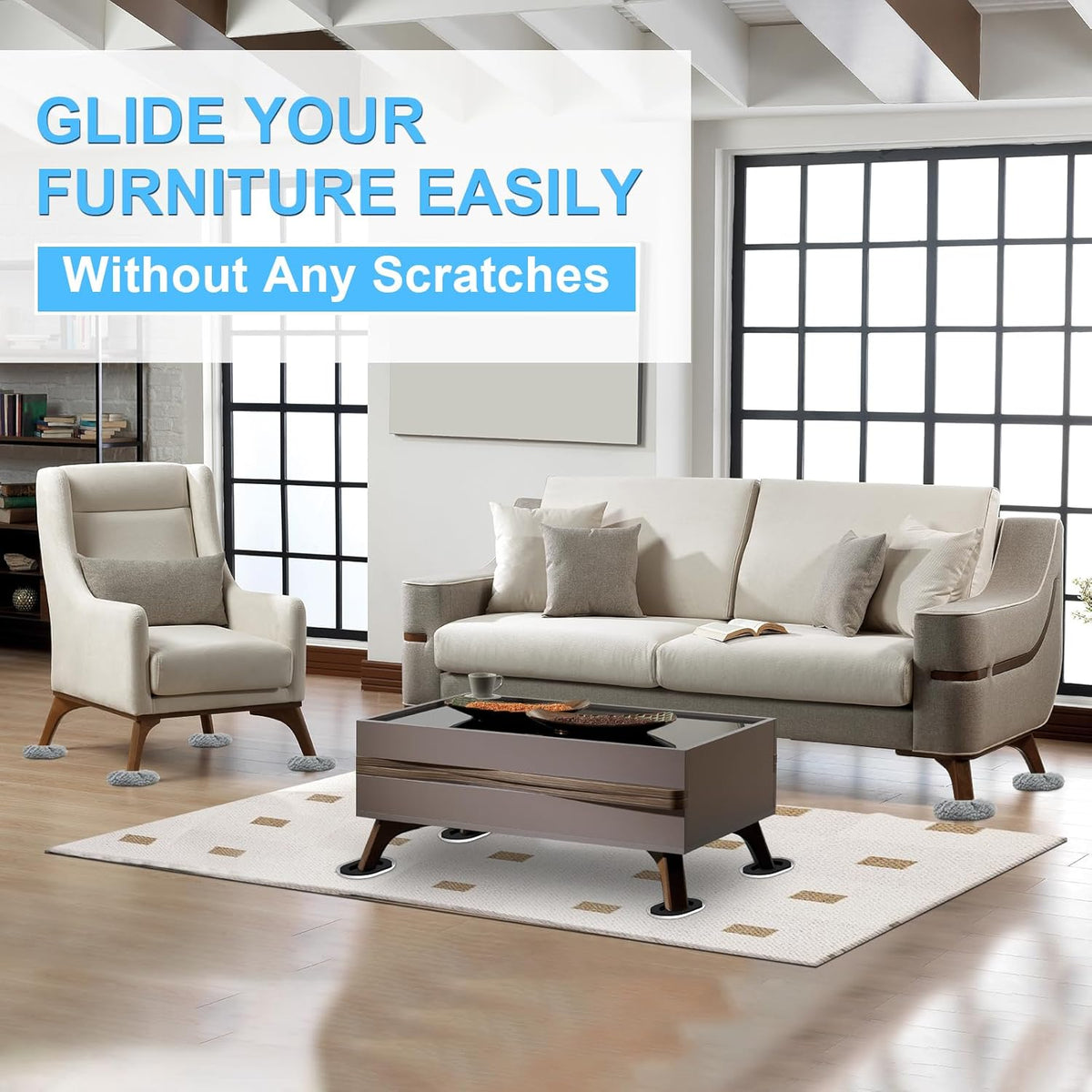 New Upgrade Furniture Movers Sliders, 8+8 Pack 5.8 * 4.3" Multi-Surface Furniture Sliders with