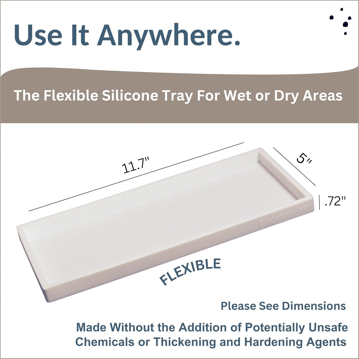 Countertop and Vanity Tray - 11.7" Silicone Bathroom Tray Countertop, Dish Soap Trays for Kitchen