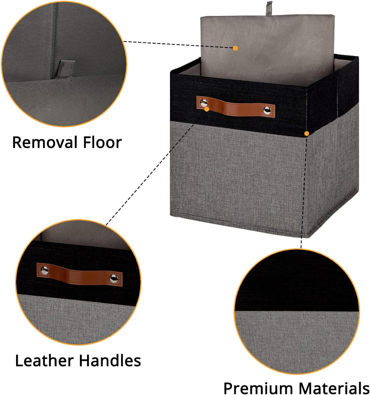 DULLEMELO 11x11 Storage Cubes, Collapsible Sturdy Cube Storage Bins With Handles for