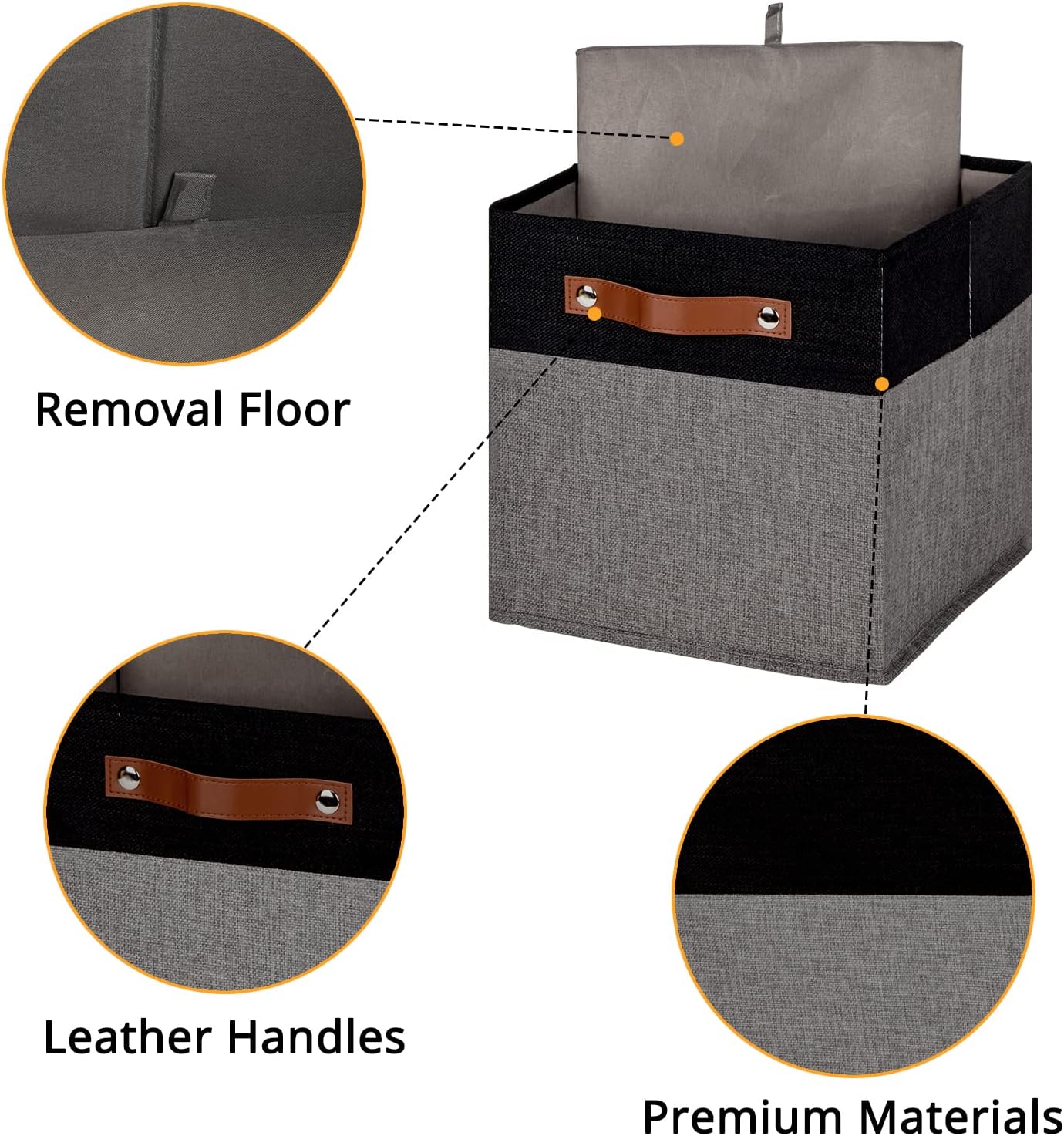 DULLEMELO 11x11 Storage Cubes, Collapsible Sturdy Cube Storage Bins With Handles for