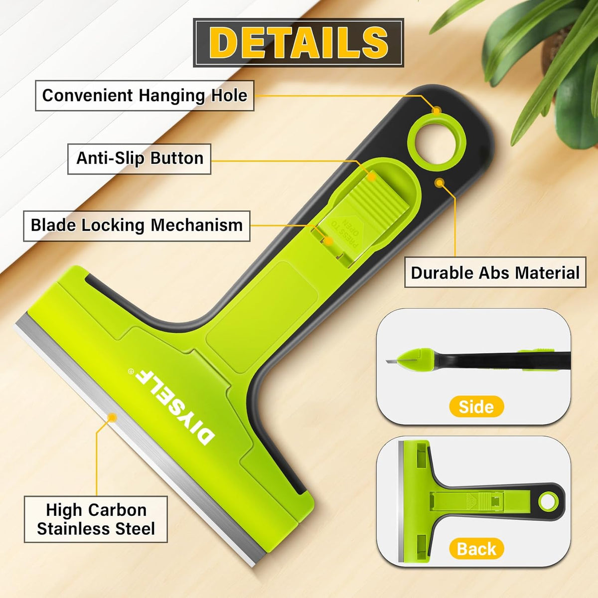 DIYSELF 1 Pack Razor Blade Scraper with 10 Extra Razor Blades, Scraper Tool, Glass Scraper for