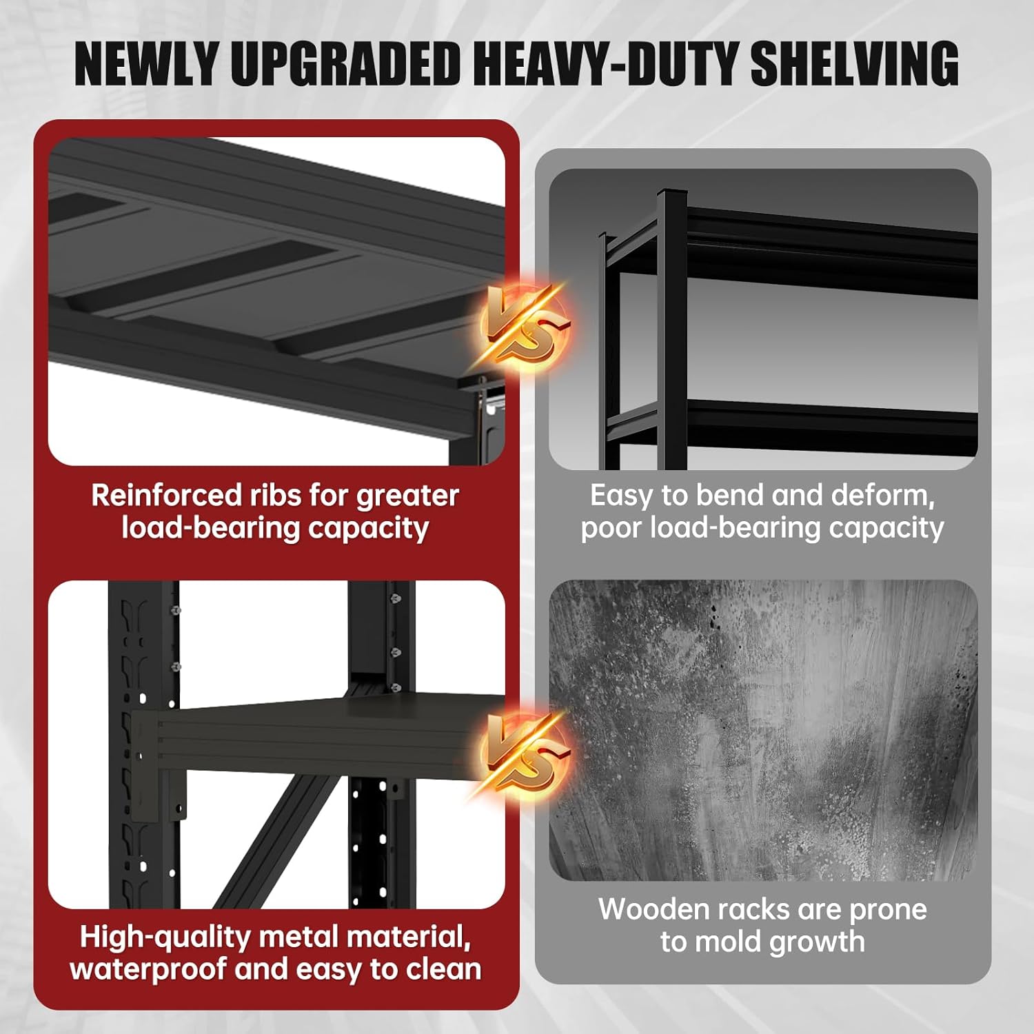 4000LBS Storage Shelves Heavy Duty, 48" W Metal Garage Shelving Units, 4 Tier Adjustable Shelf