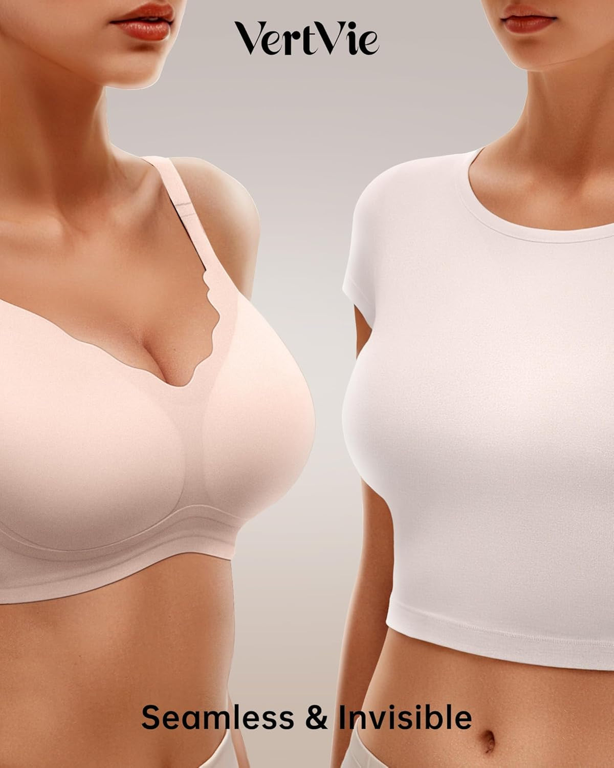 Vertvie Womens Seamless Bras No Underwire Supportive Wireless Push Up Full Coverage Bralette