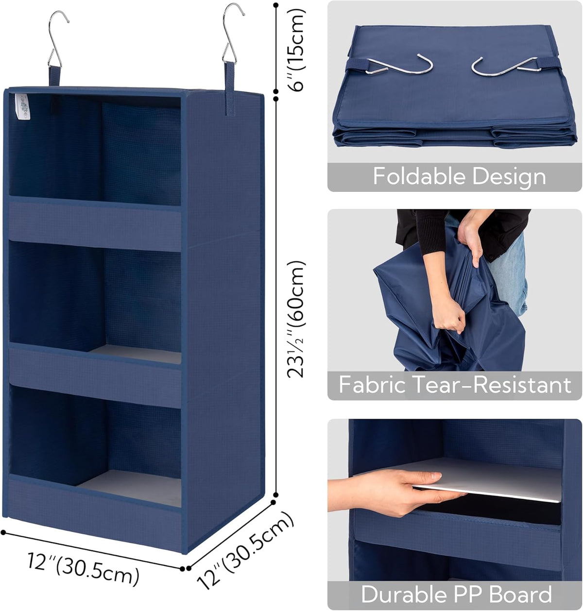 GRANNY SAYS 3-Shelf Closet Organizers and Storage, Foldable Hanging Closet Organizer, Closet