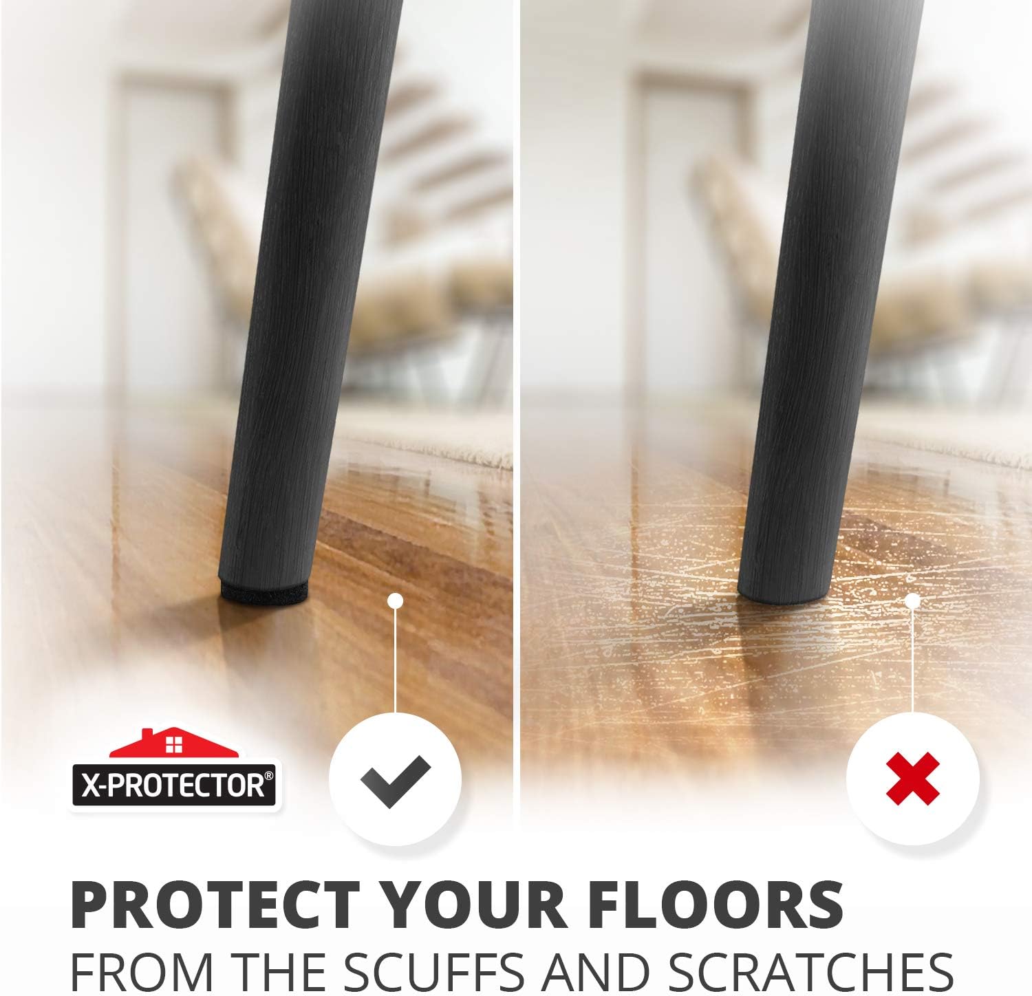 Felt Furniture Pads 235 PCS X-Protector! Huge Quantity of Black Furniture Pads for Hardwood Floors