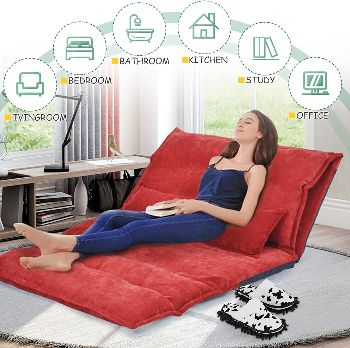 Microfiber Floor Mop Slippers House Dust Cleaning Tool Detachable Washable Shoes for Kitchen House