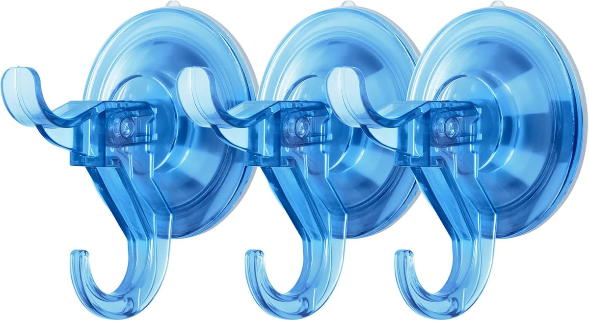Antimbee 3 Pack Suction Hooks, Clear Suction Hangers for Shower, Bathroom, Glass, Door, Windows